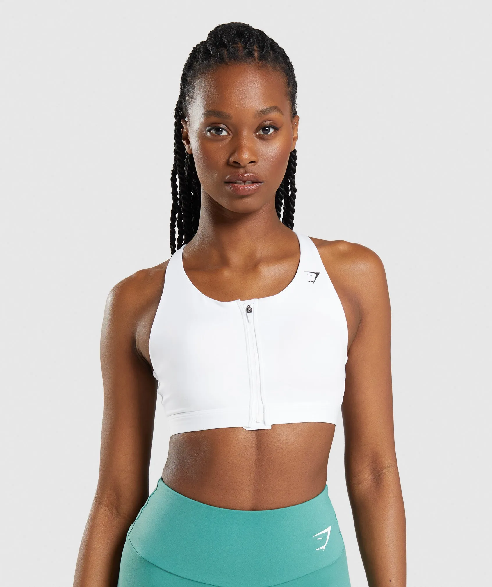 Gymshark Zip Up Sports Bra - White sold by Gymshark