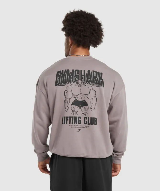 Gymshark Cartoon Lifting Crew - Washed Mauve sold by Gymshark
