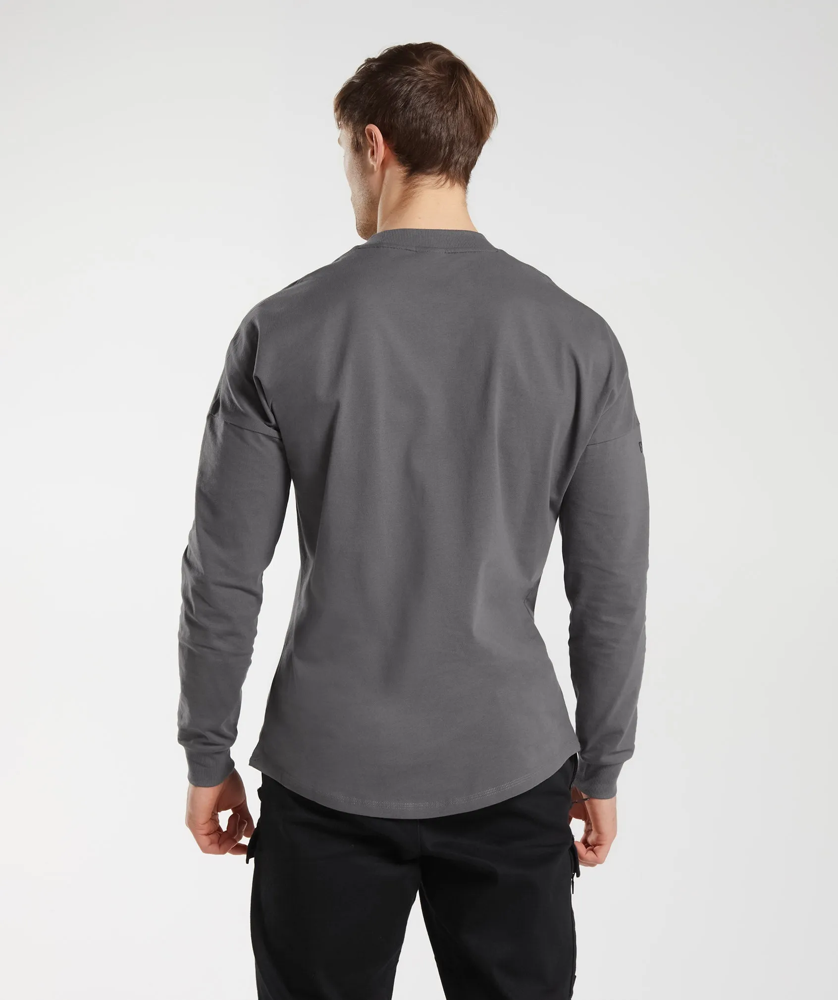 GS x David Laid Oversized Long Sleeve T-Shirt - Wolf Grey sold by Gymshark product image thumbnail 2
