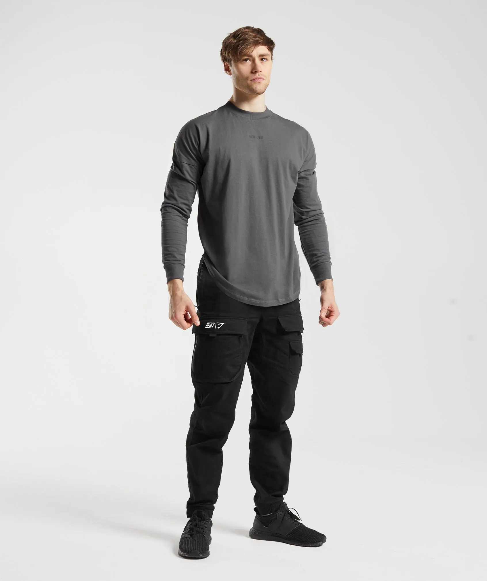 GS x David Laid Oversized Long Sleeve T-Shirt - Wolf Grey sold by Gymshark product image thumbnail 4
