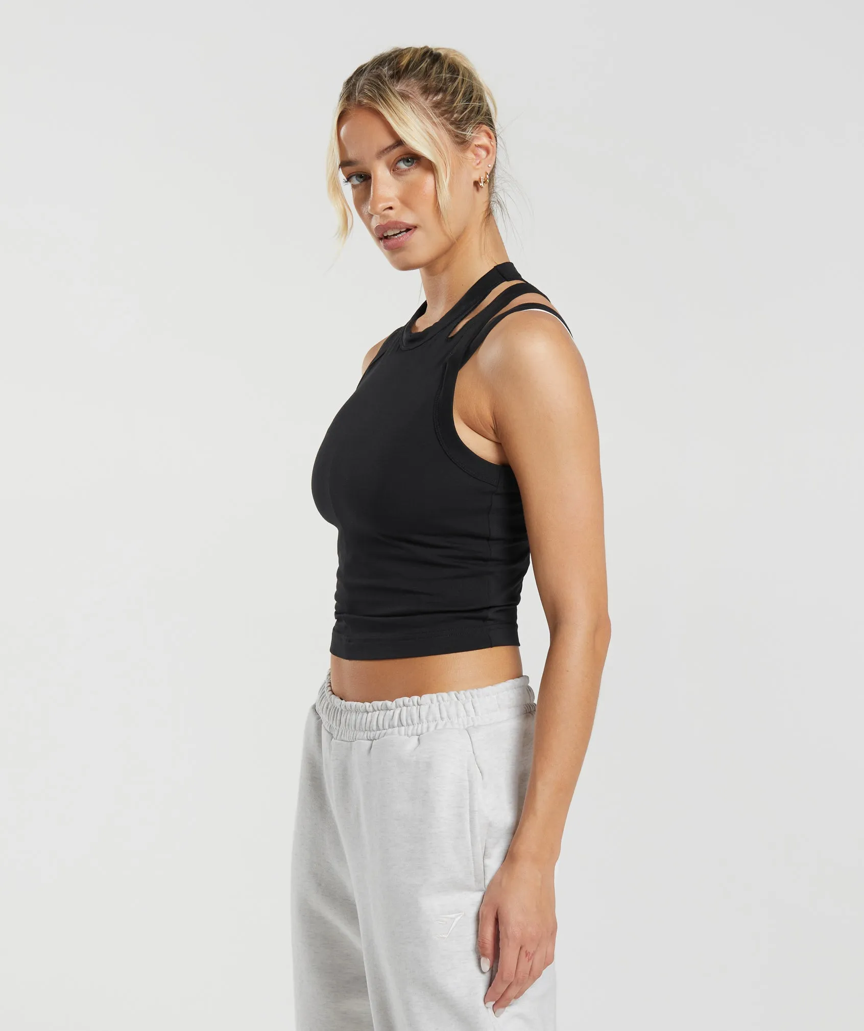 Gymshark Cotton Strappy Midi Tank - Black sold by Gymshark product image thumbnail 3