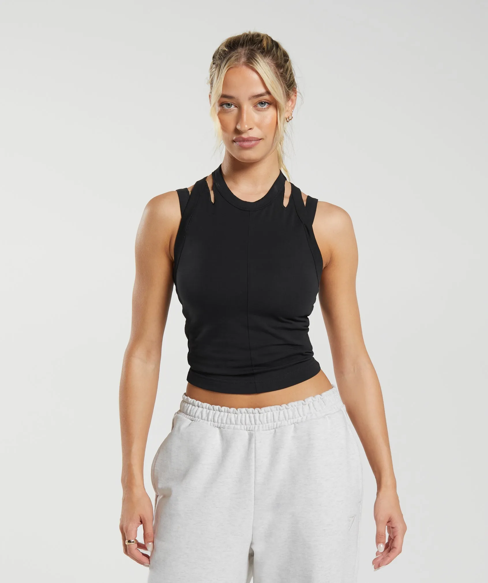 Gymshark Cotton Strappy Midi Tank - Black sold by Gymshark