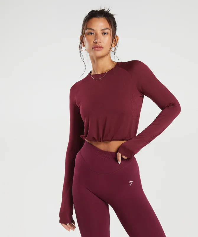 Gymshark Sweat Seamless Long Sleeve Crop Top - Plum Pink sold by Gymshark