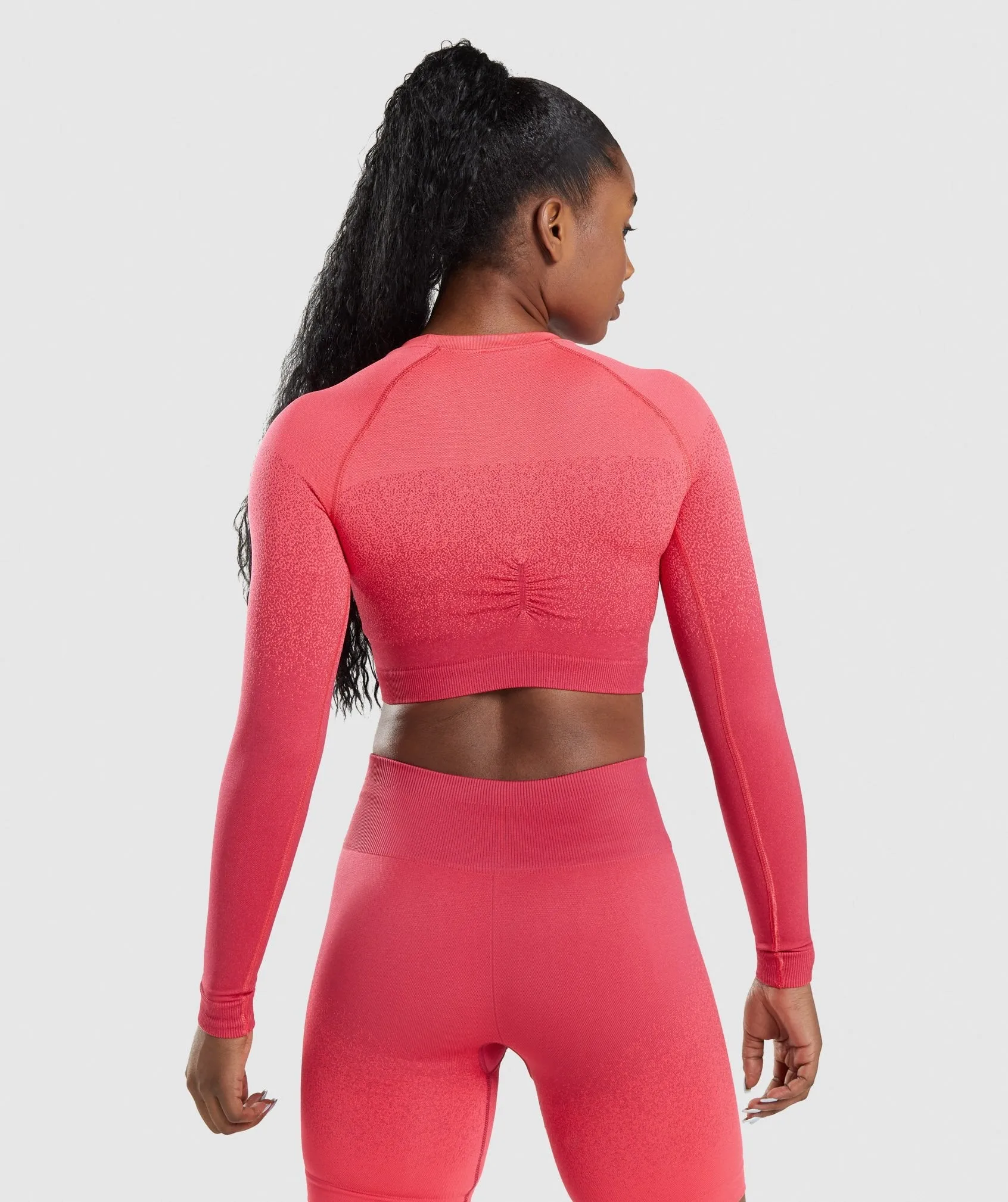 Gymshark Adapt Ombre Seamless Long Sleeve Crop Top - Pink/Red sold by Gymshark product image thumbnail 2