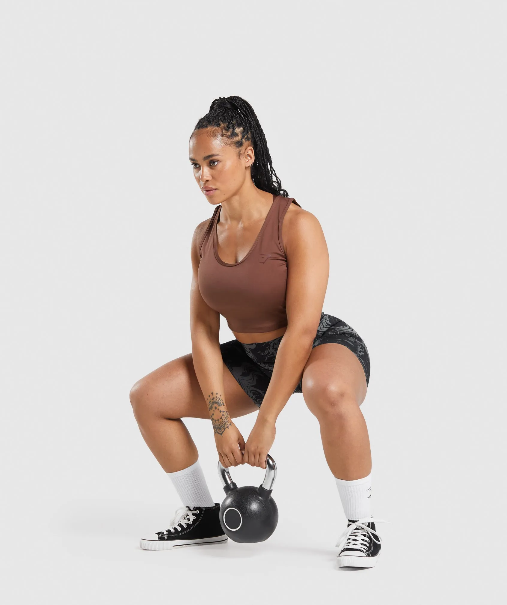 GS Power Open Back Cropped Tank - Cherry Brown sold by Gymshark product image thumbnail 4