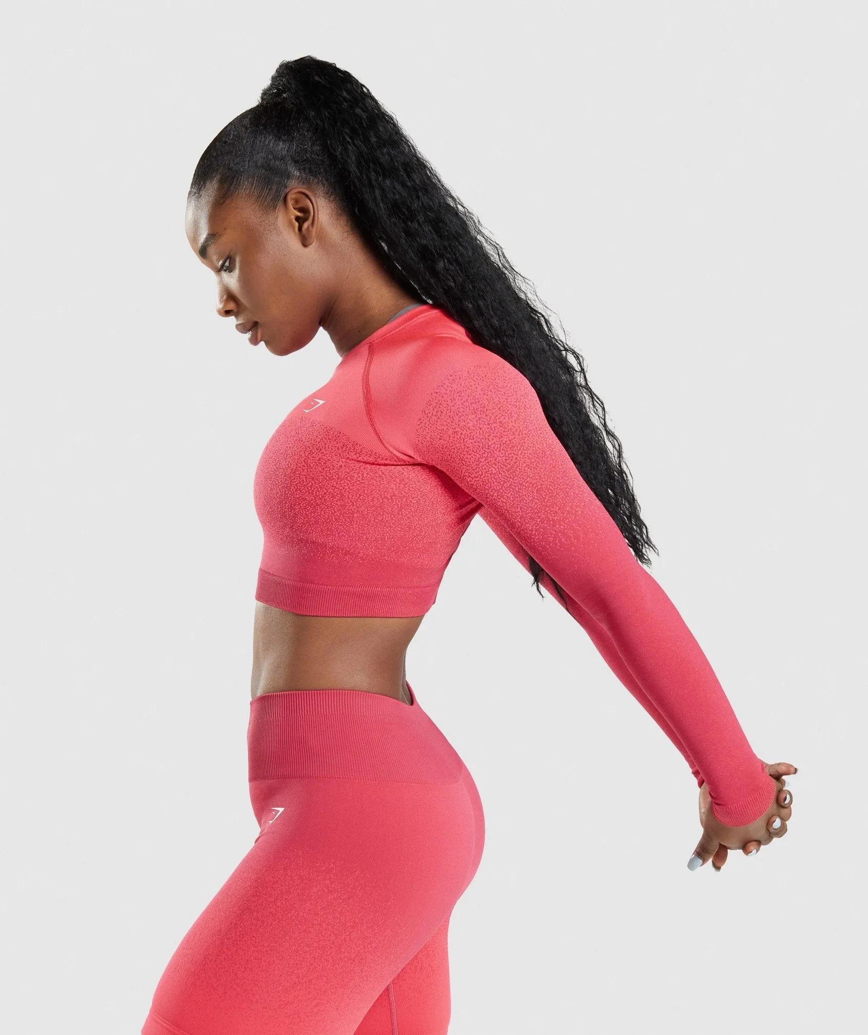 Gymshark Adapt Ombre Seamless Long Sleeve Crop Top - Pink/Red sold by Gymshark product image thumbnail 3