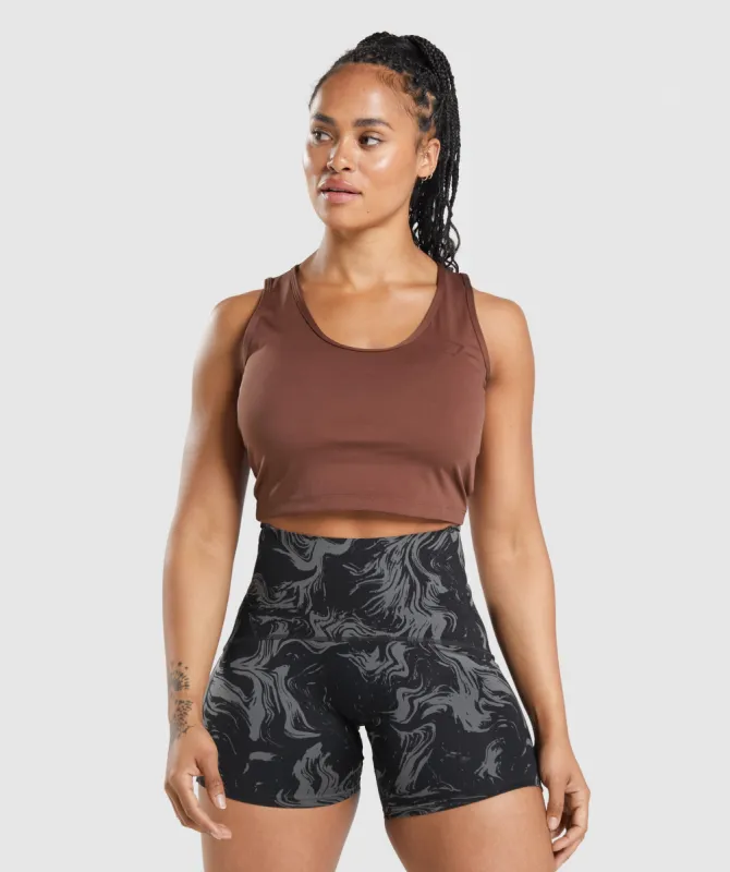 GS Power Open Back Cropped Tank - Cherry Brown sold by Gymshark