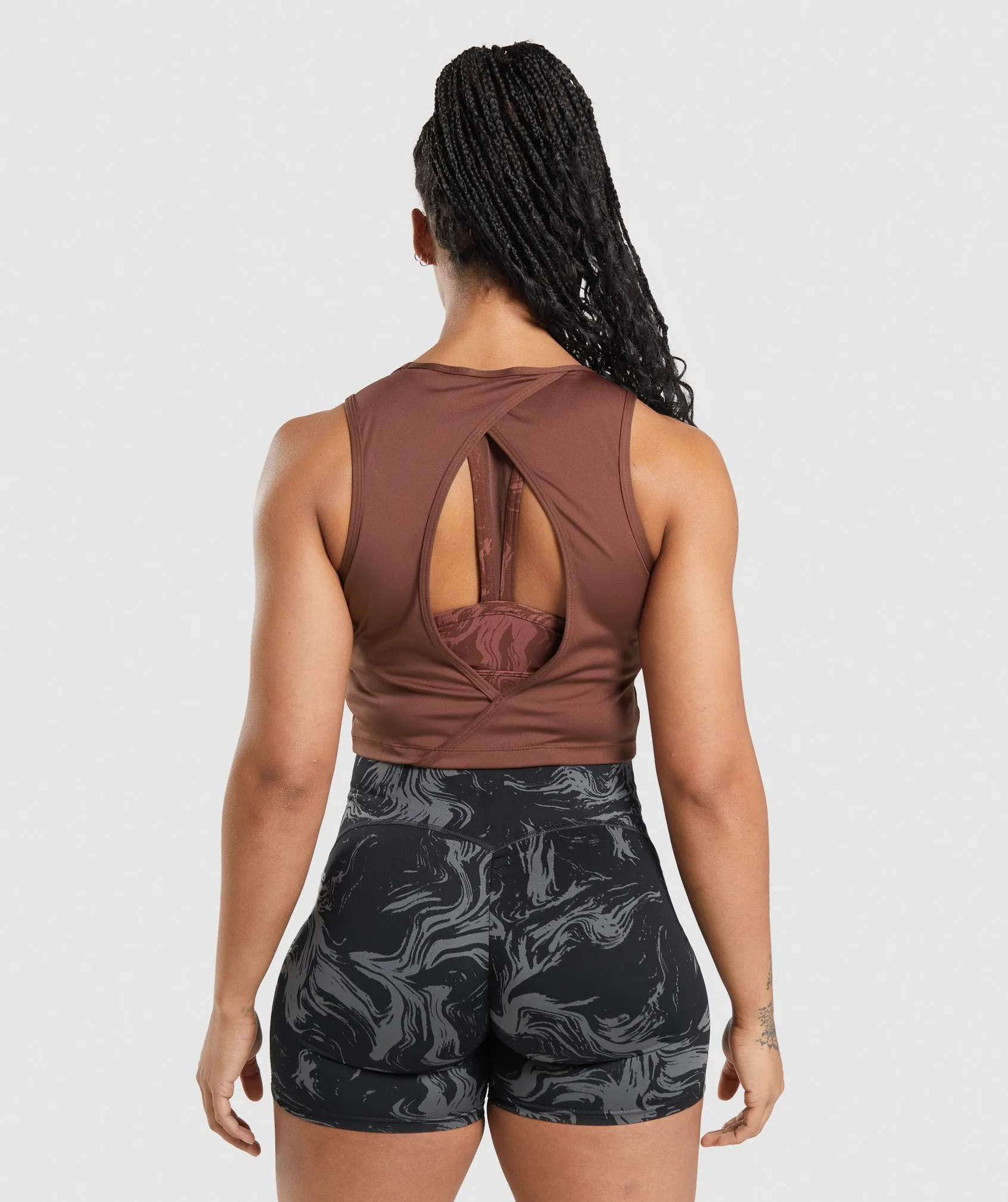 GS Power Open Back Cropped Tank - Cherry Brown sold by Gymshark product image thumbnail 2