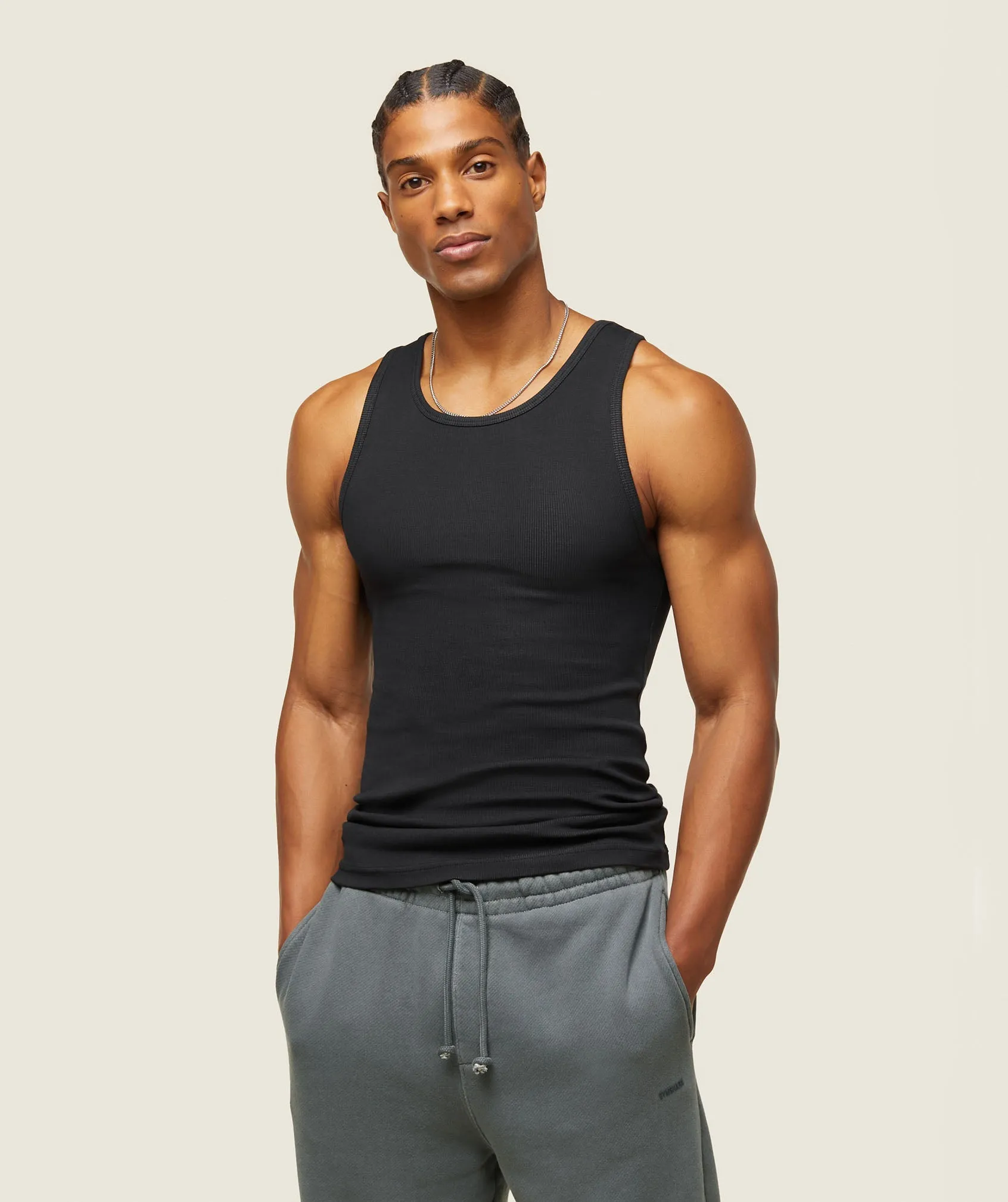 Gymshark everywear Ribbed Tank - Black sold by Gymshark
