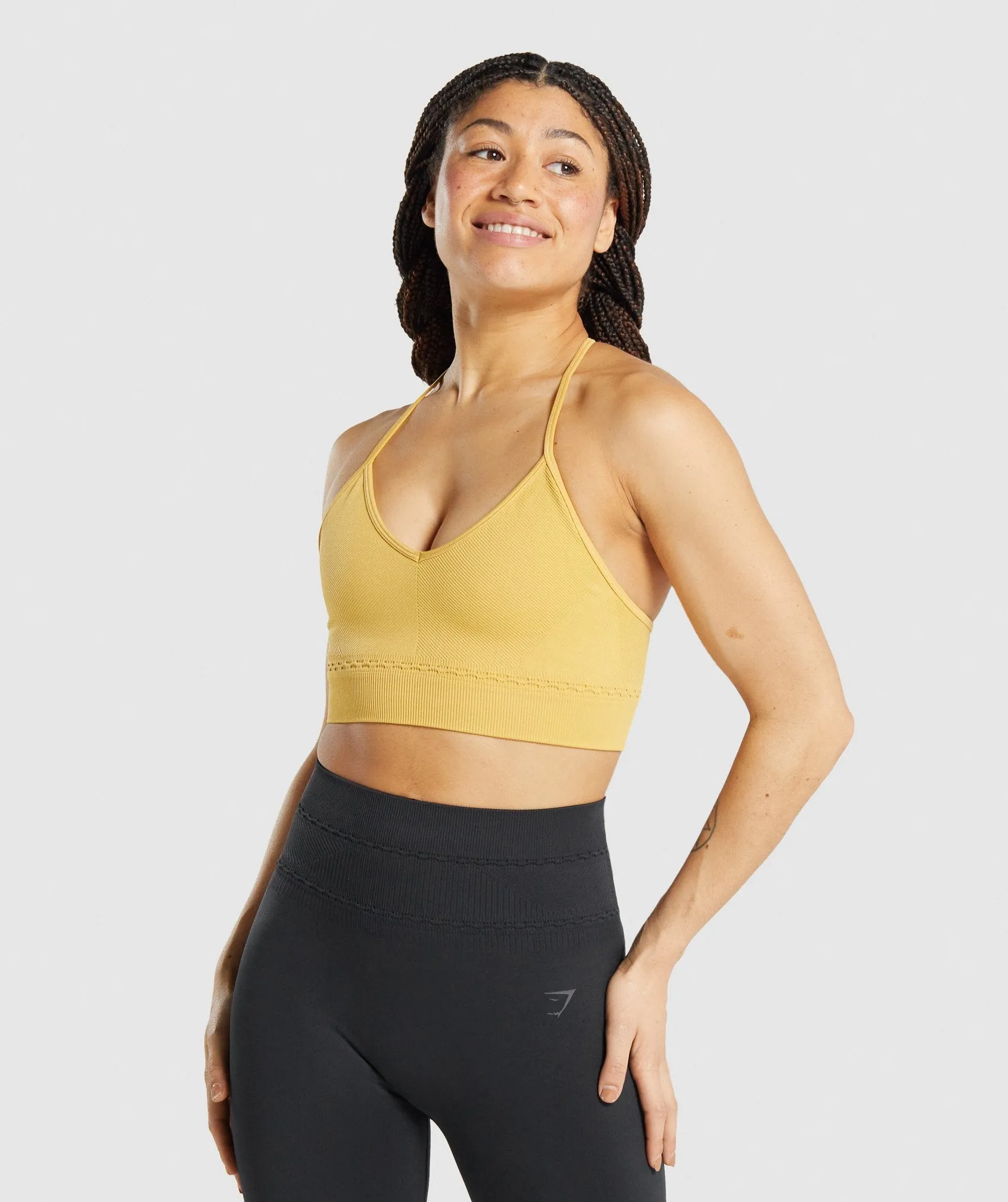 Gymshark Studio Seamless Sports Bra - Yellow sold by Gymshark