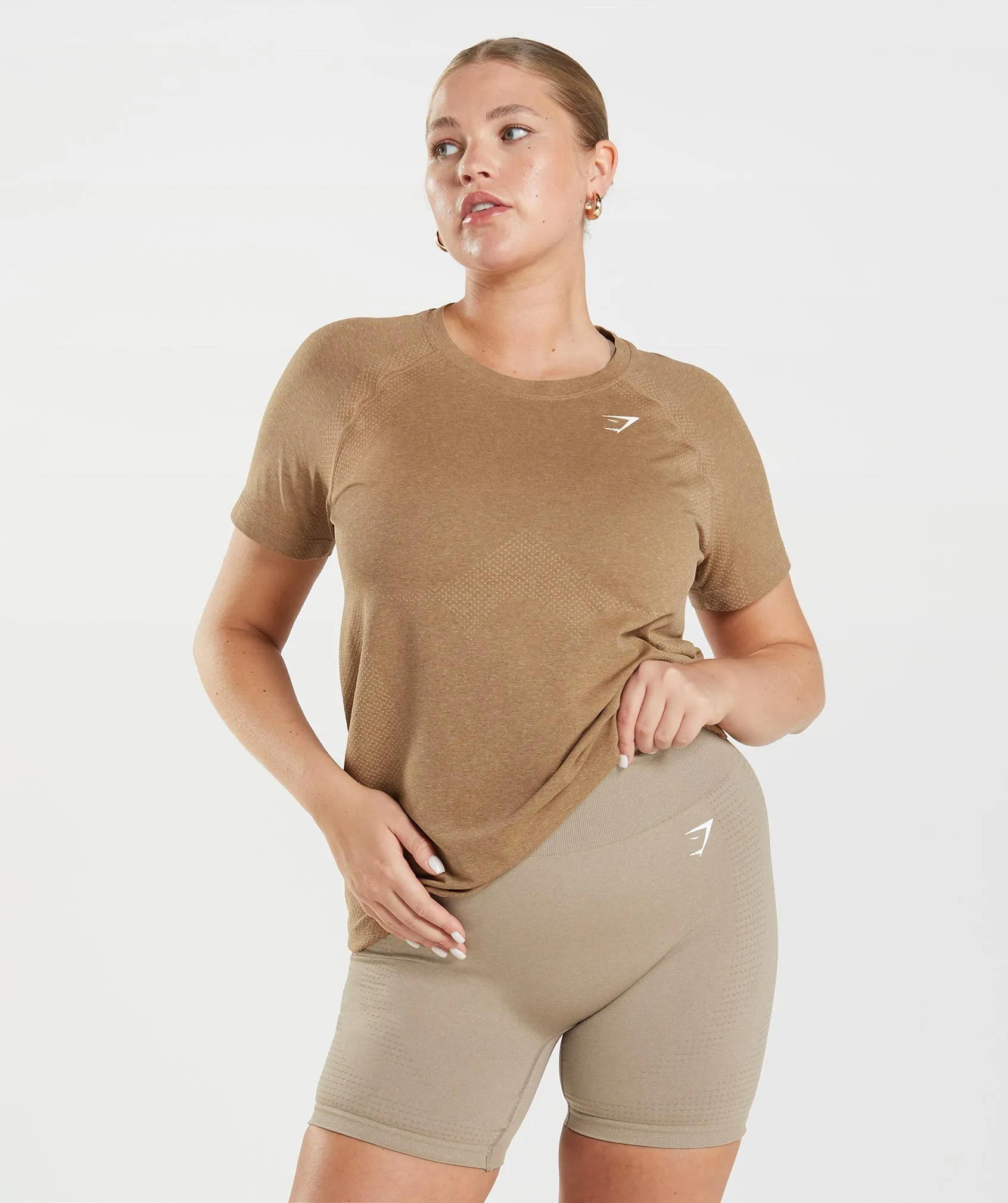 Gymshark Vital Seamless 2.0 Light T-Shirt - Fawn Marl sold by Gymshark product image thumbnail 3