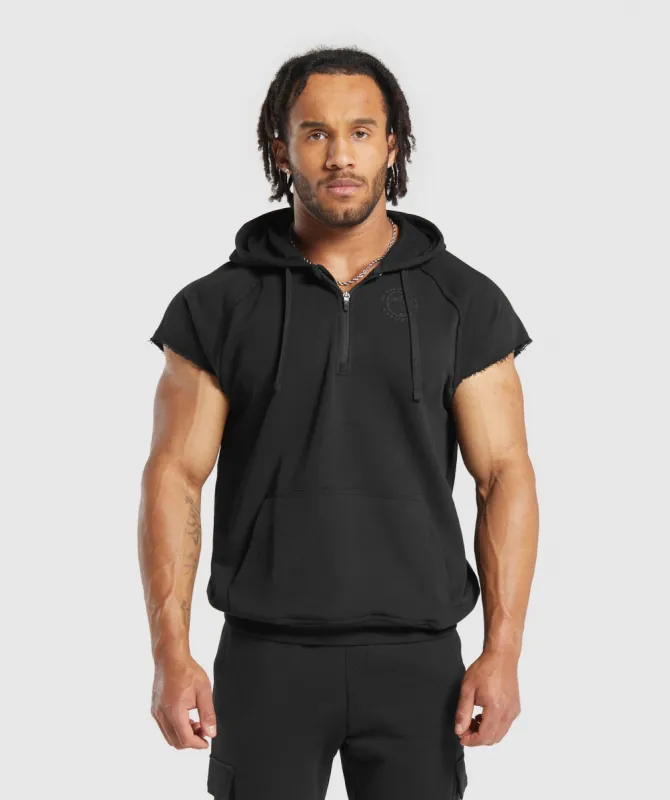 Gymshark Legacy 1/4 Zip Cap Sleeve Hoodie - Black sold by Gymshark
