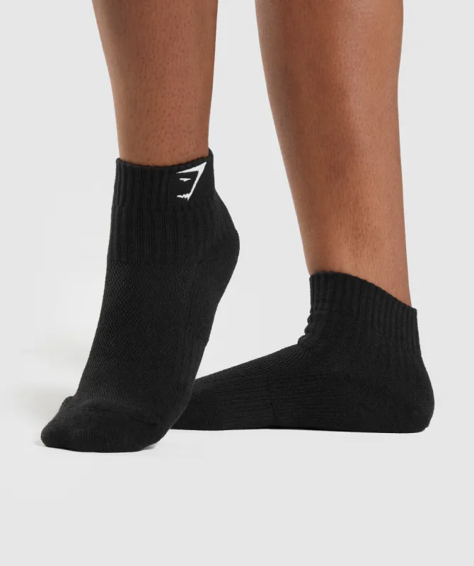 Gymshark Sharkhead Embroidered Quarter Socks 2pk - Black made by Gymshark