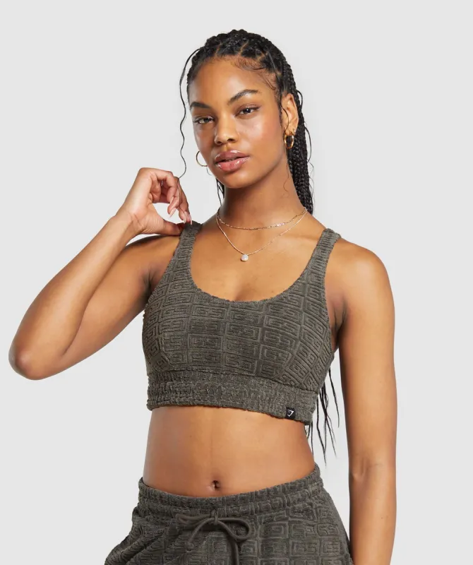 Gymshark Monogram Towelling Bralette - Strength Green sold by Gymshark