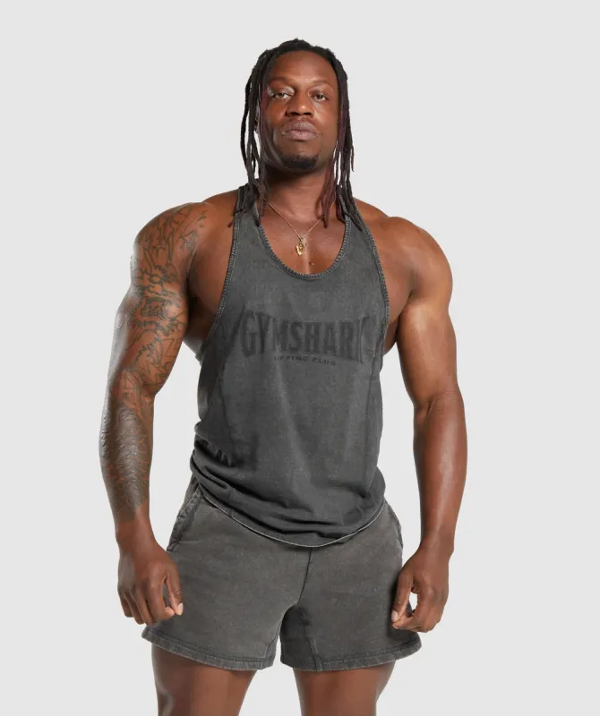 Gymshark Heritage Washed Stringer - Onyx Grey sold by Gymshark