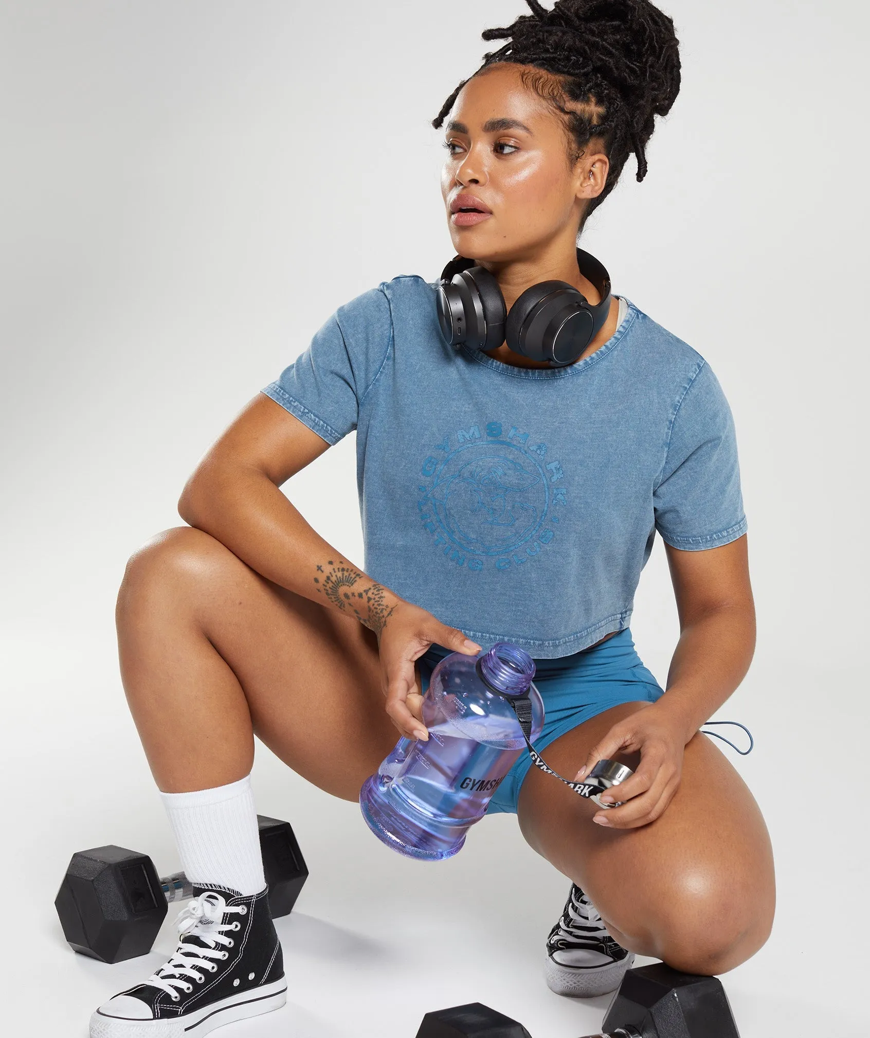 Gymshark Legacy Washed Crop Top - Lakeside Blue sold by Gymshark product image thumbnail 4
