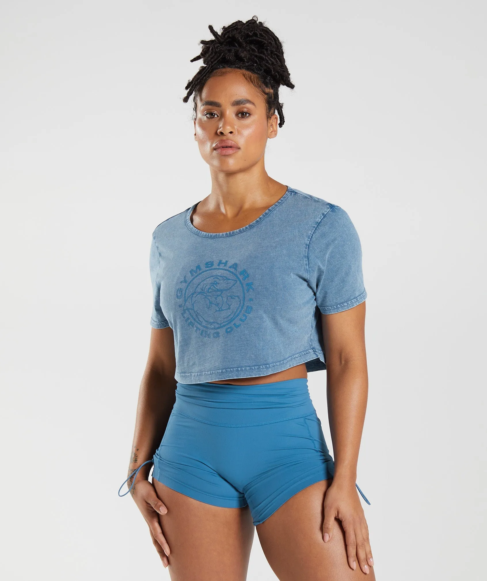 Gymshark Legacy Washed Crop Top - Lakeside Blue sold by Gymshark