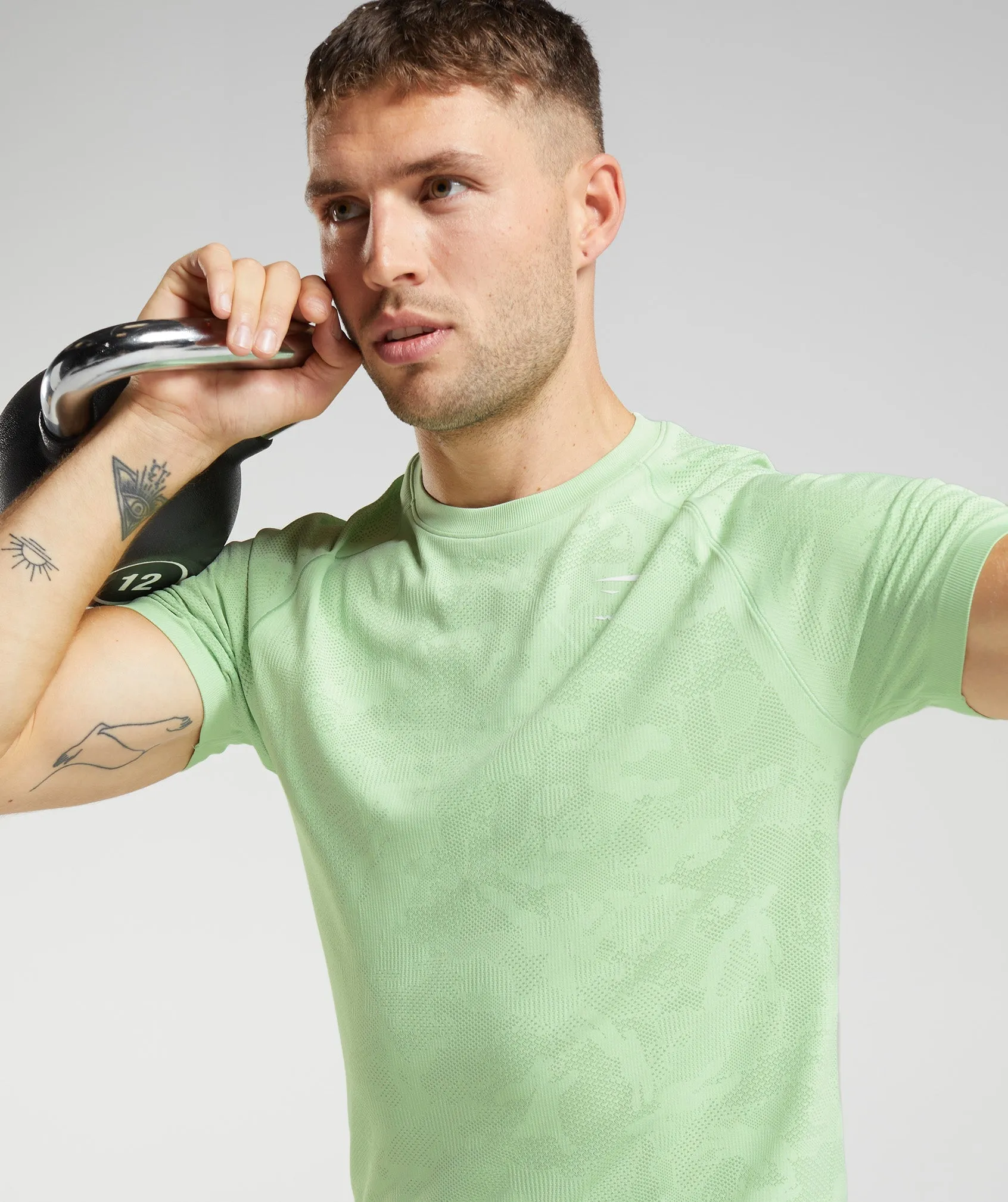 Gymshark Geo Seamless T-Shirt - Aloe Green/Tea Green sold by Gymshark product image thumbnail 3