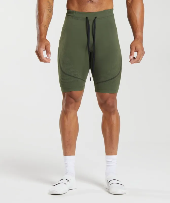 Gymshark 315 Seamless Shorts - Winter Olive/Black sold by Gymshark