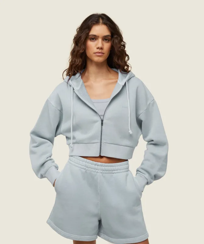 Gymshark everywear Cropped Zip Hoodie - Ice Grey sold by Gymshark