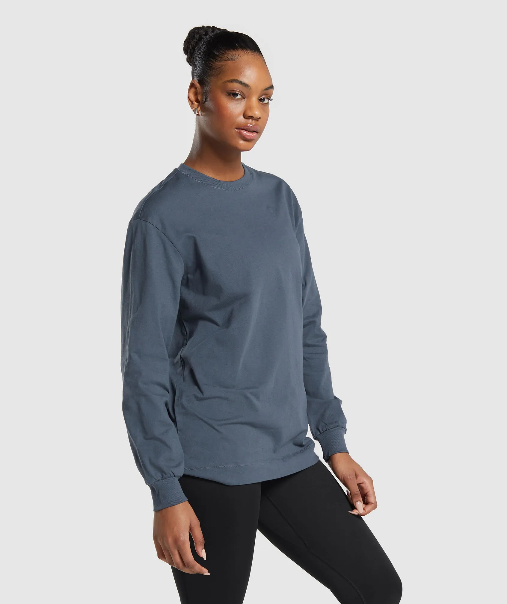 Gymshark Cotton Oversized Long Sleeve Top - Titanium Blue sold by Gymshark product image thumbnail 3