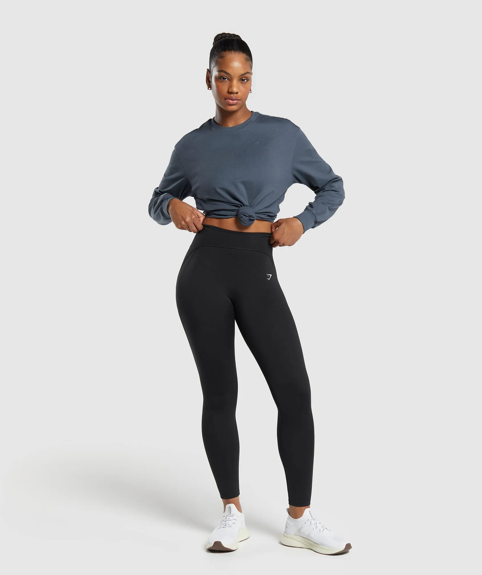Gymshark Cotton Oversized Long Sleeve Top - Titanium Blue sold by Gymshark product image thumbnail 4
