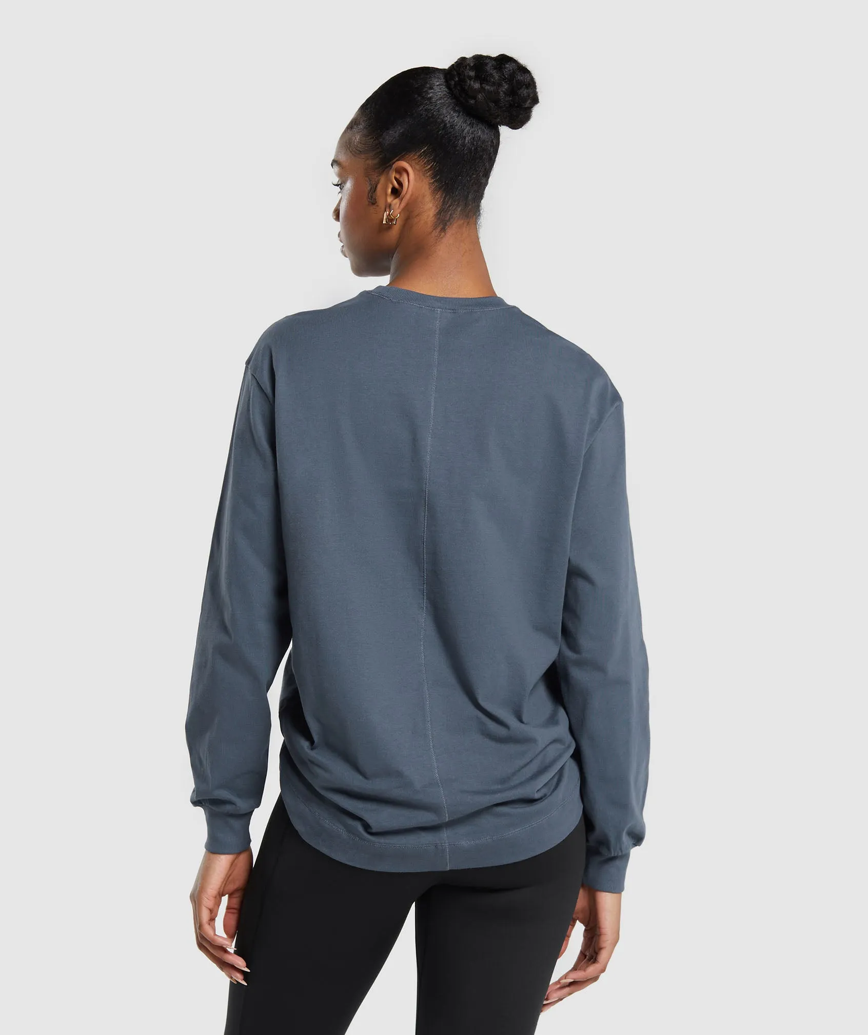 Gymshark Cotton Oversized Long Sleeve Top - Titanium Blue sold by Gymshark product image thumbnail 2