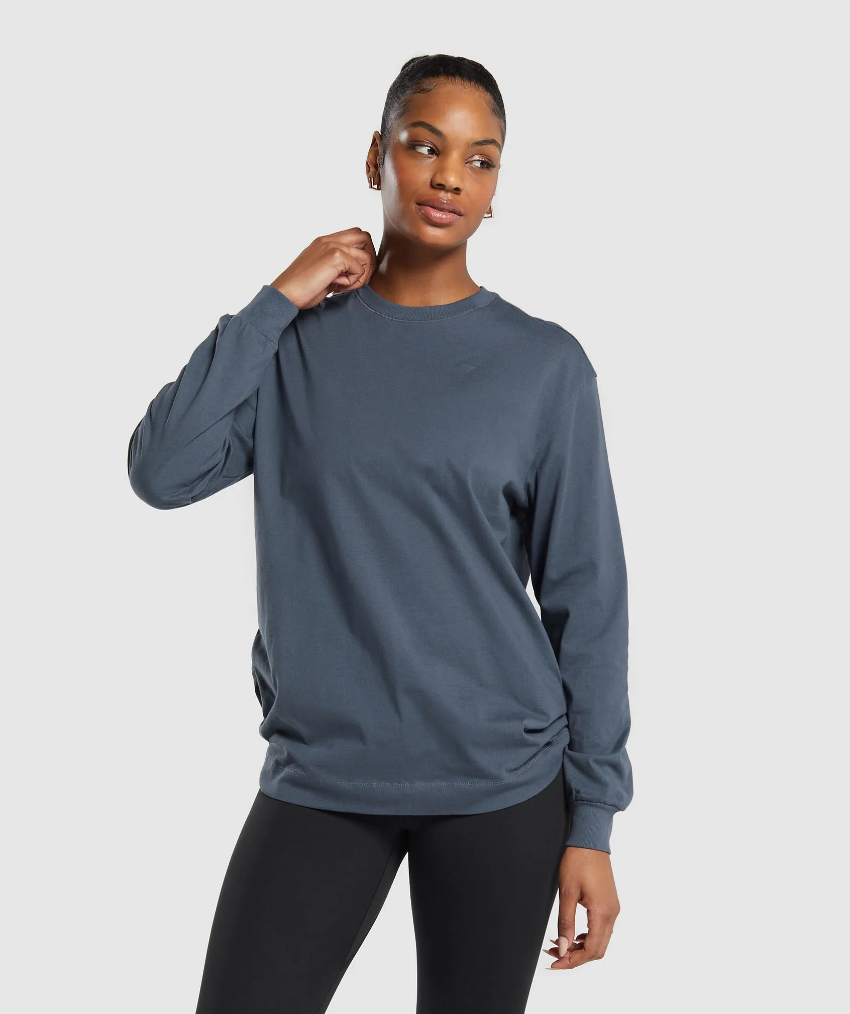Gymshark Cotton Oversized Long Sleeve Top - Titanium Blue sold by Gymshark