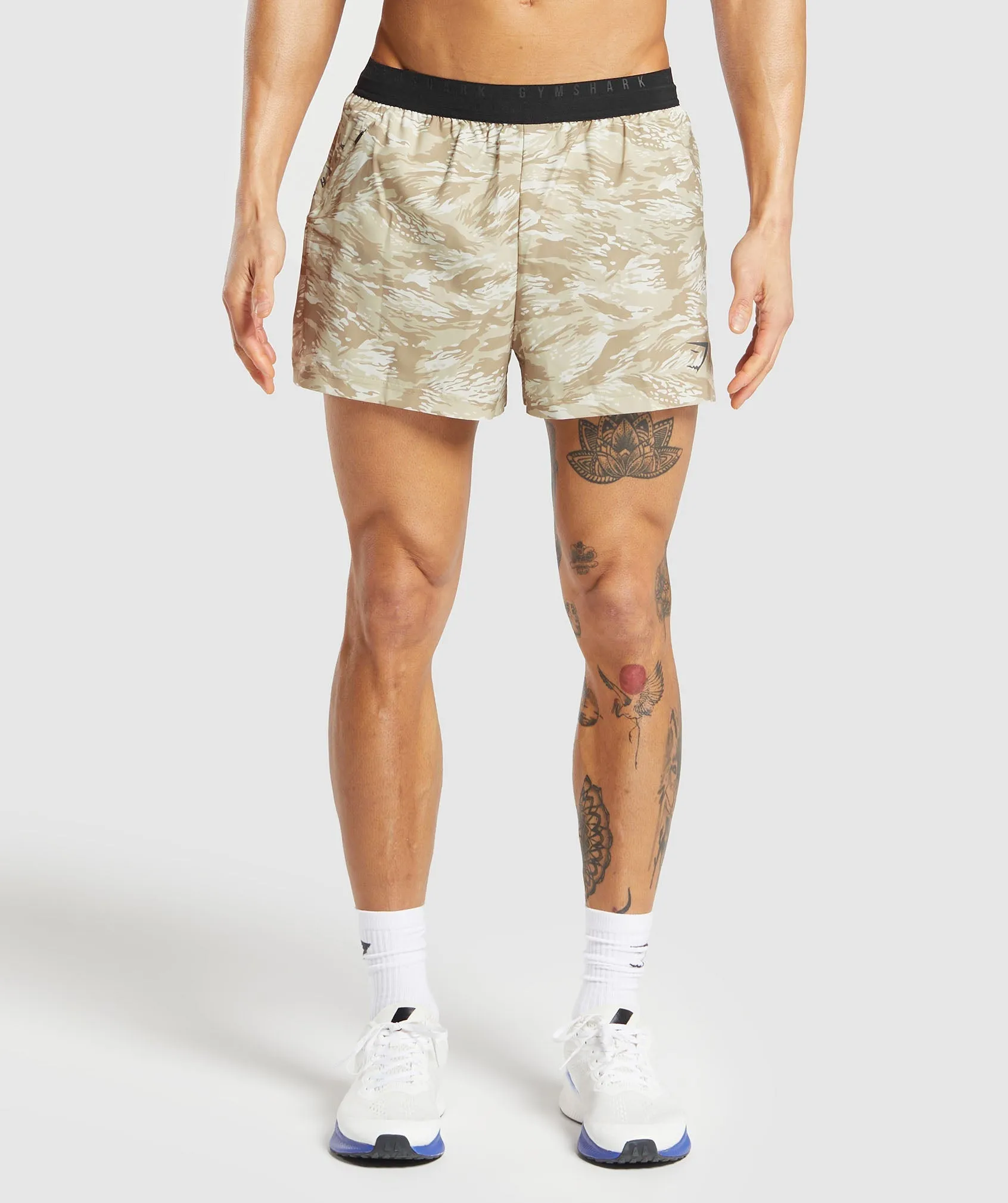 Gymshark Sport Printed Run 3" Shorts - Ecru White sold by Gymshark