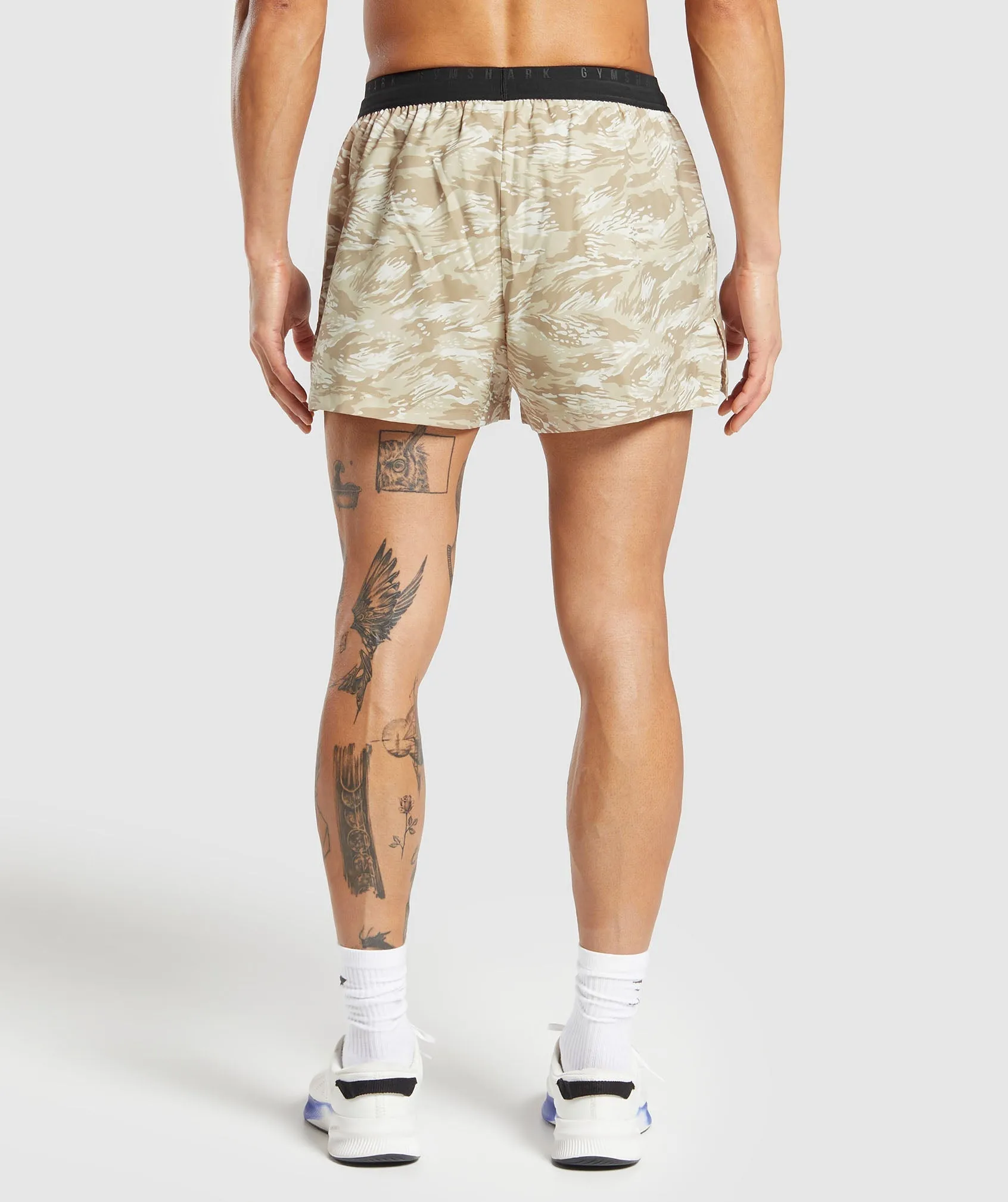 Gymshark Sport Printed Run 3" Shorts - Ecru White sold by Gymshark product image thumbnail 2