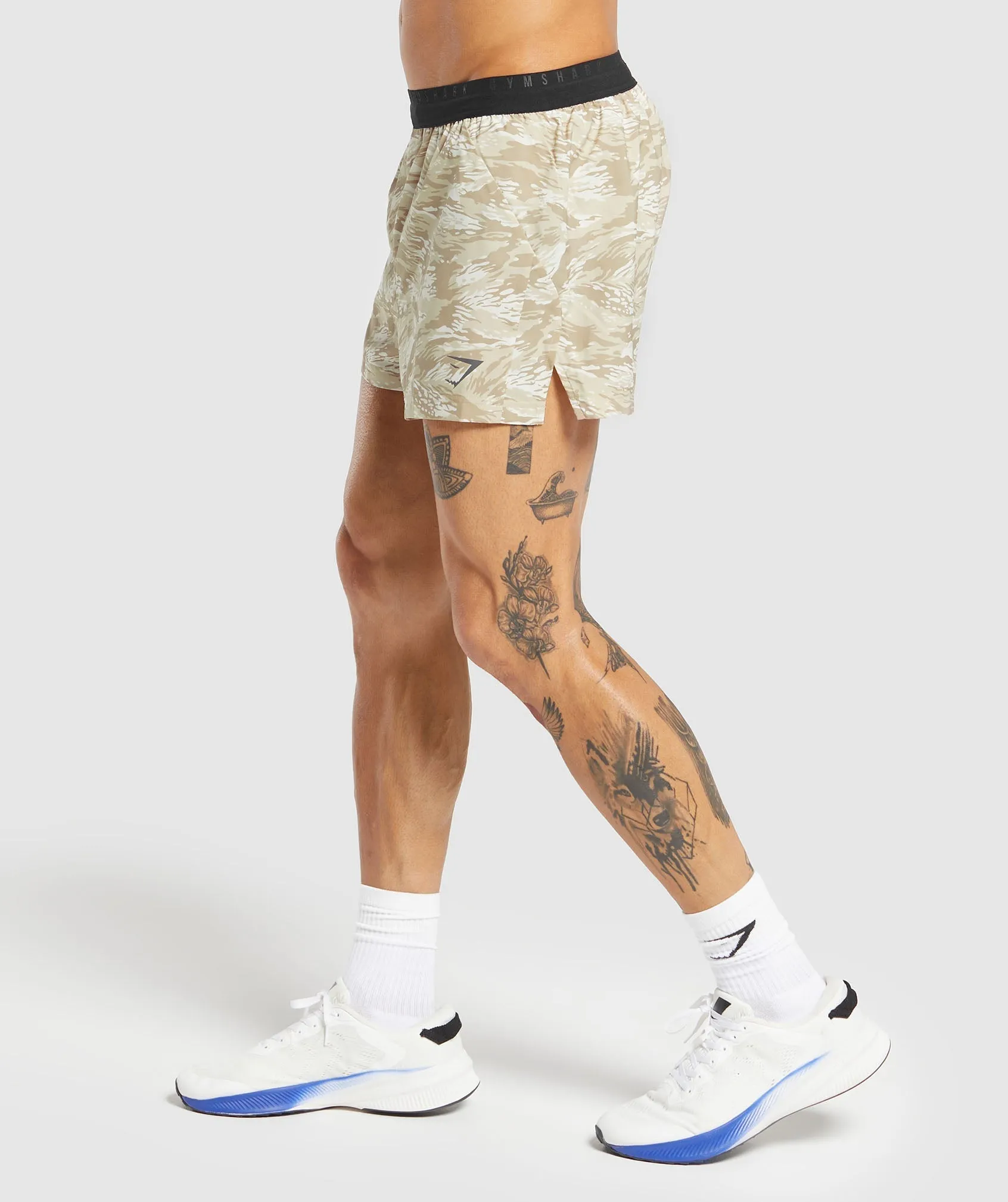 Gymshark Sport Printed Run 3" Shorts - Ecru White sold by Gymshark product image thumbnail 3
