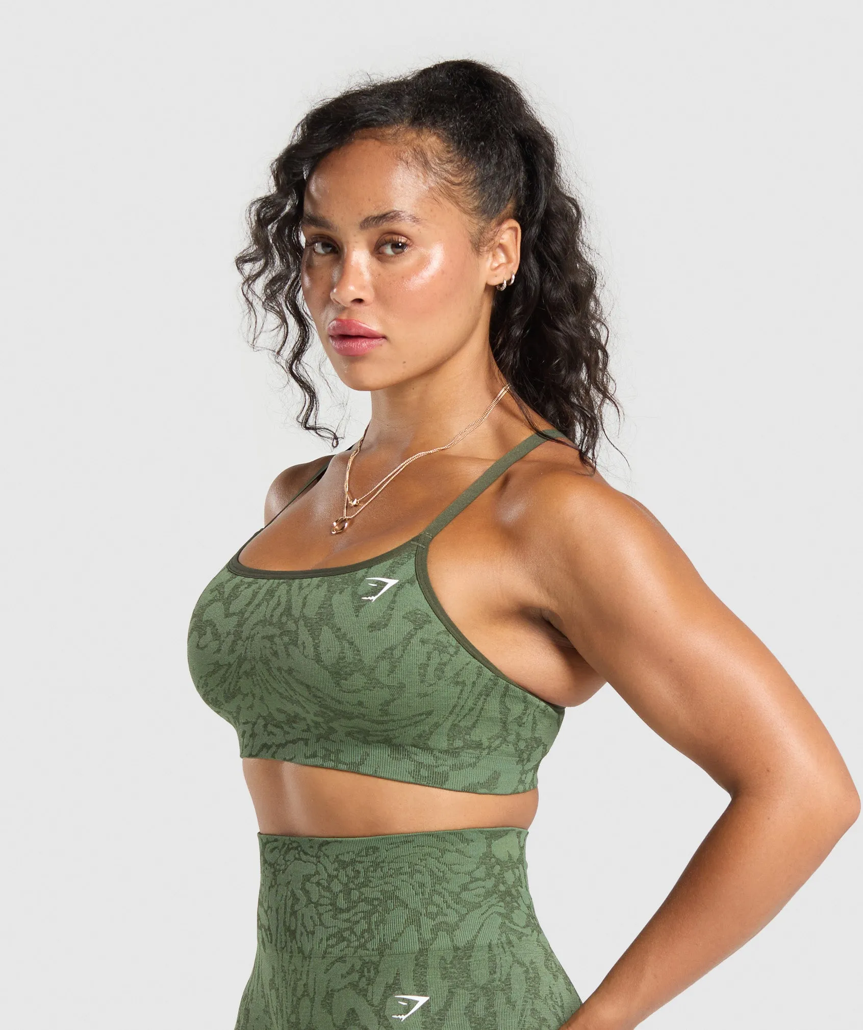 Gymshark Adapt x Whitney Sports Bra - Force Green/Winter Olive sold by Gymshark product image thumbnail 4
