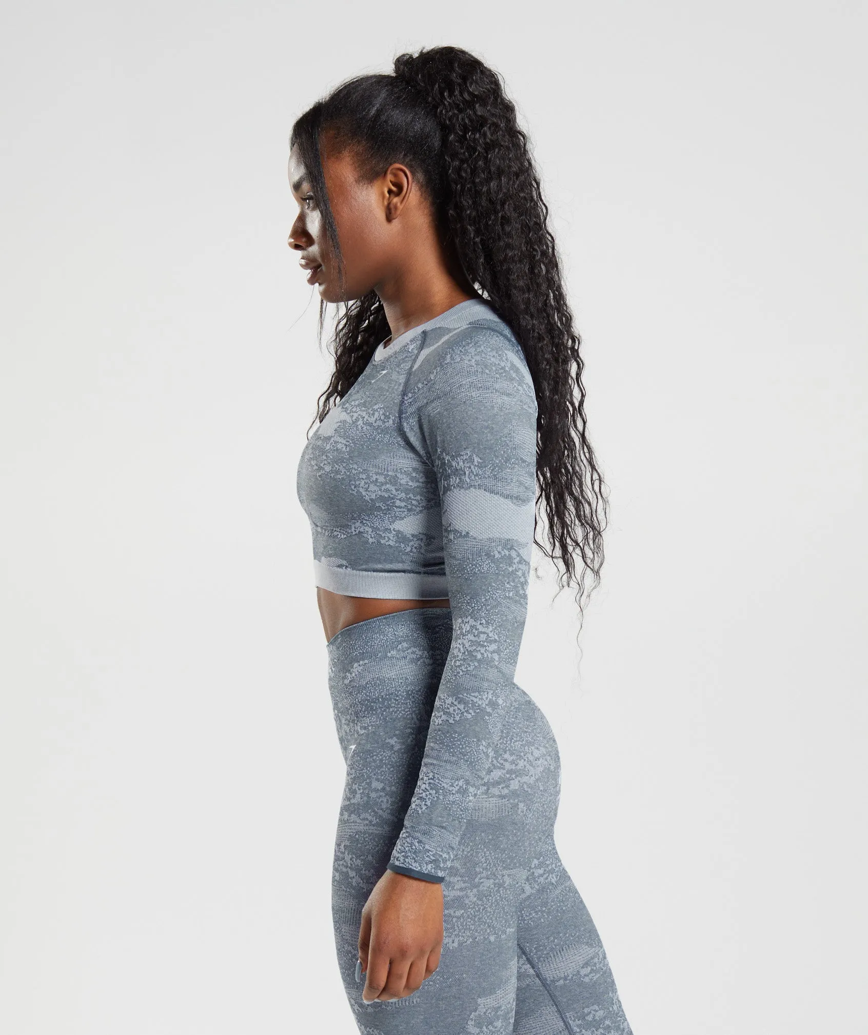 Gymshark Adapt Camo Seamless Lace Up Back Top - Lava | River Stone Grey/Evening Blue sold by Gymshark product image thumbnail 3