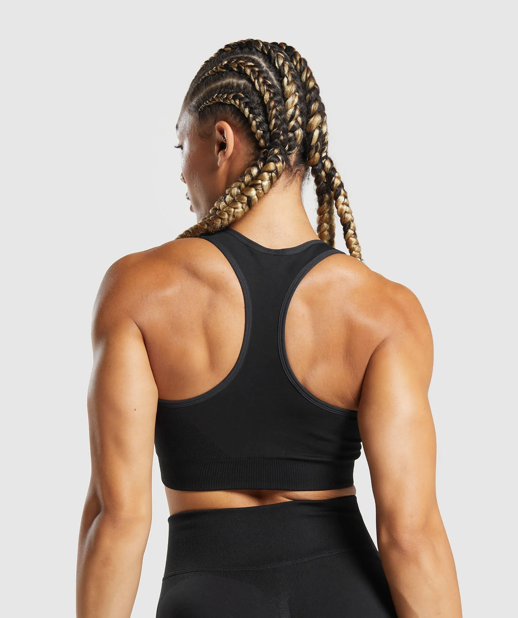 Gymshark Lift Contour Seamless Sports Bra - Black/Black Marl sold by Gymshark product image thumbnail 2