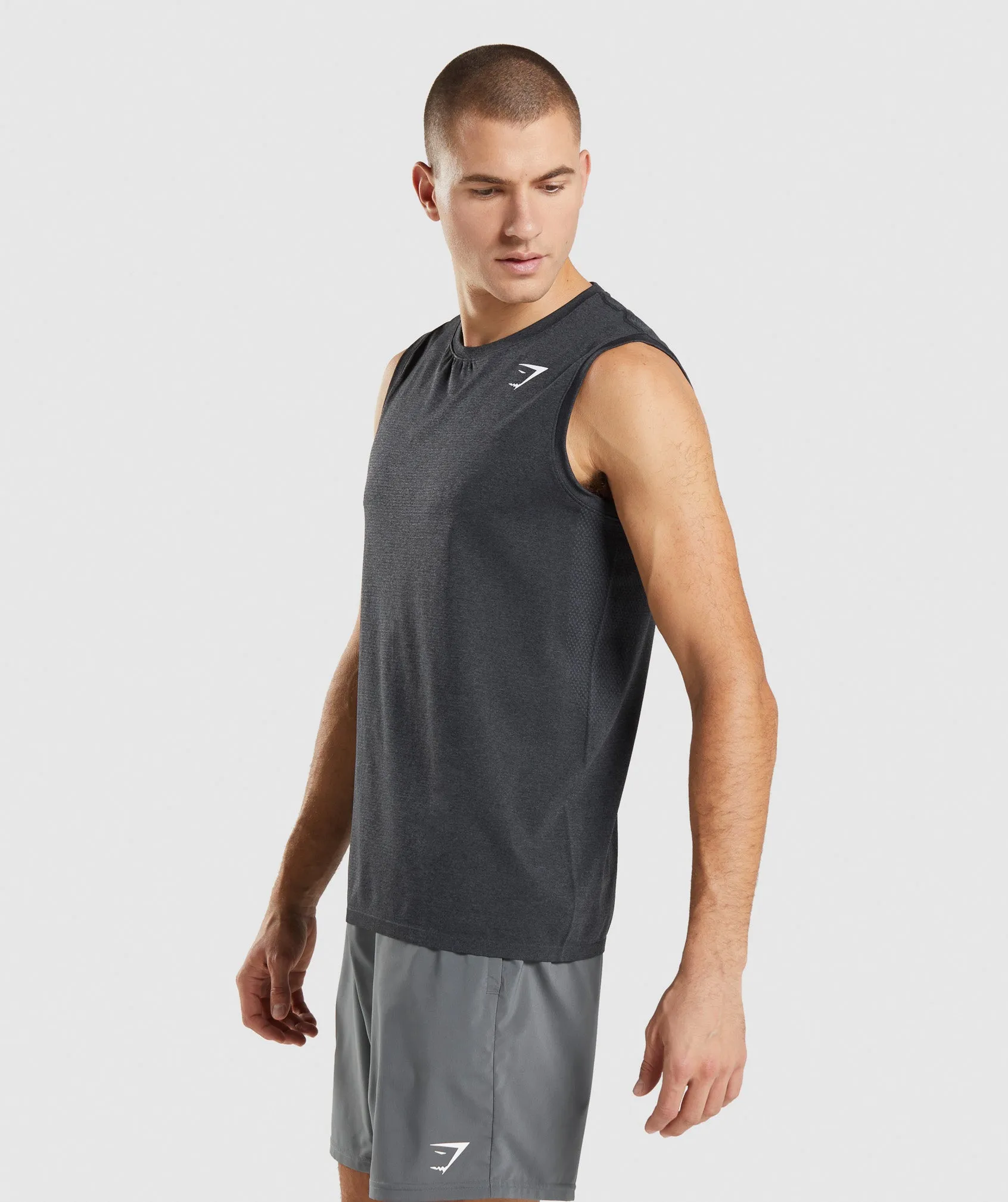 Gymshark Arrival Seamless Tank - Black Marl sold by Gymshark product image thumbnail 3