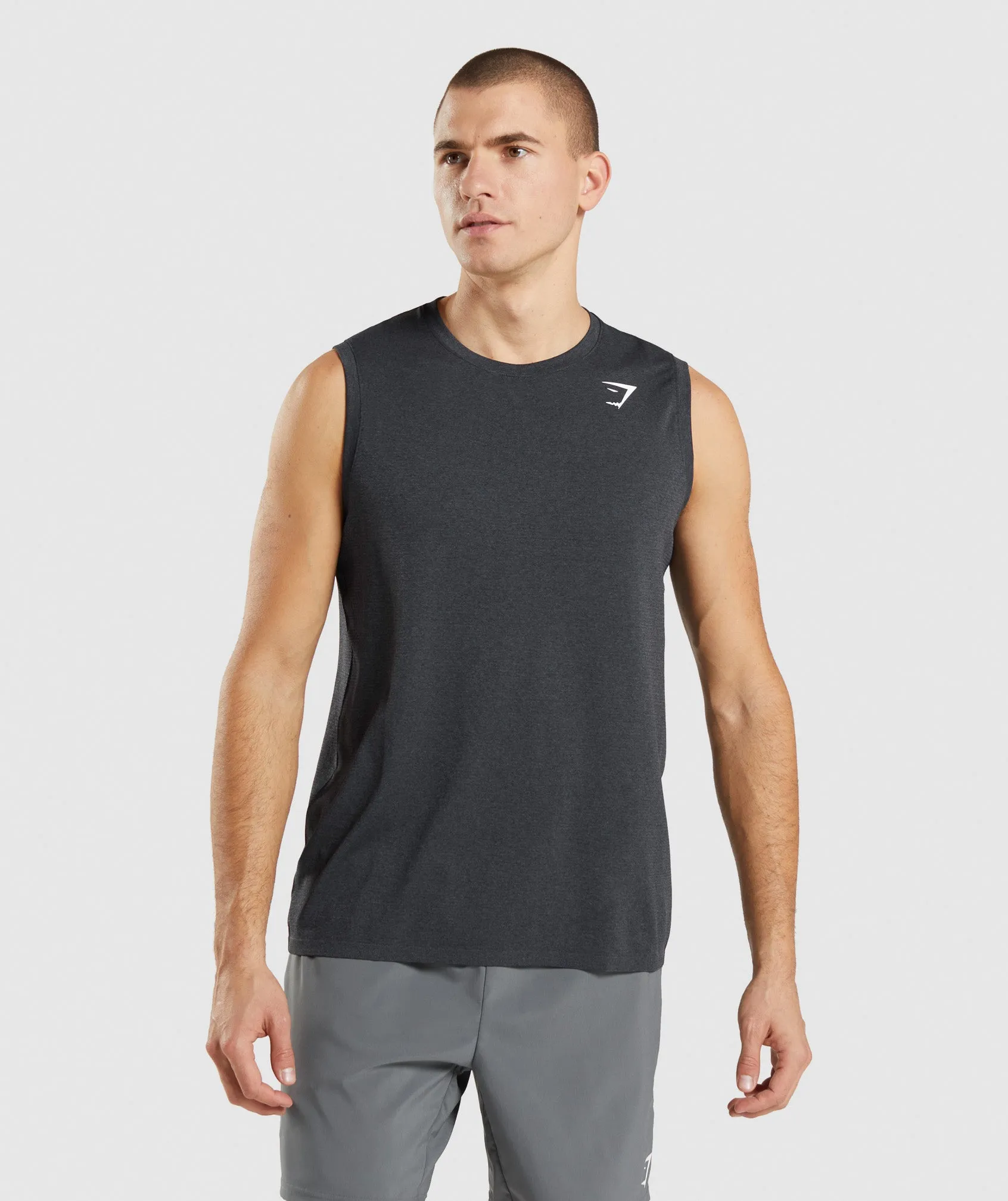 Gymshark Arrival Seamless Tank - Black Marl sold by Gymshark