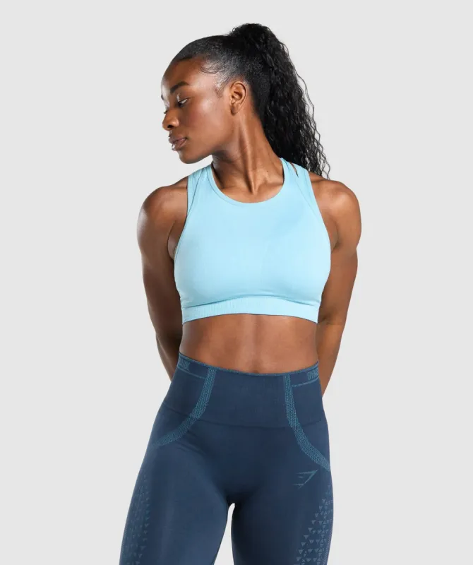 Gymshark Apex Seamless Sports Bra - Light Blue sold by Gymshark