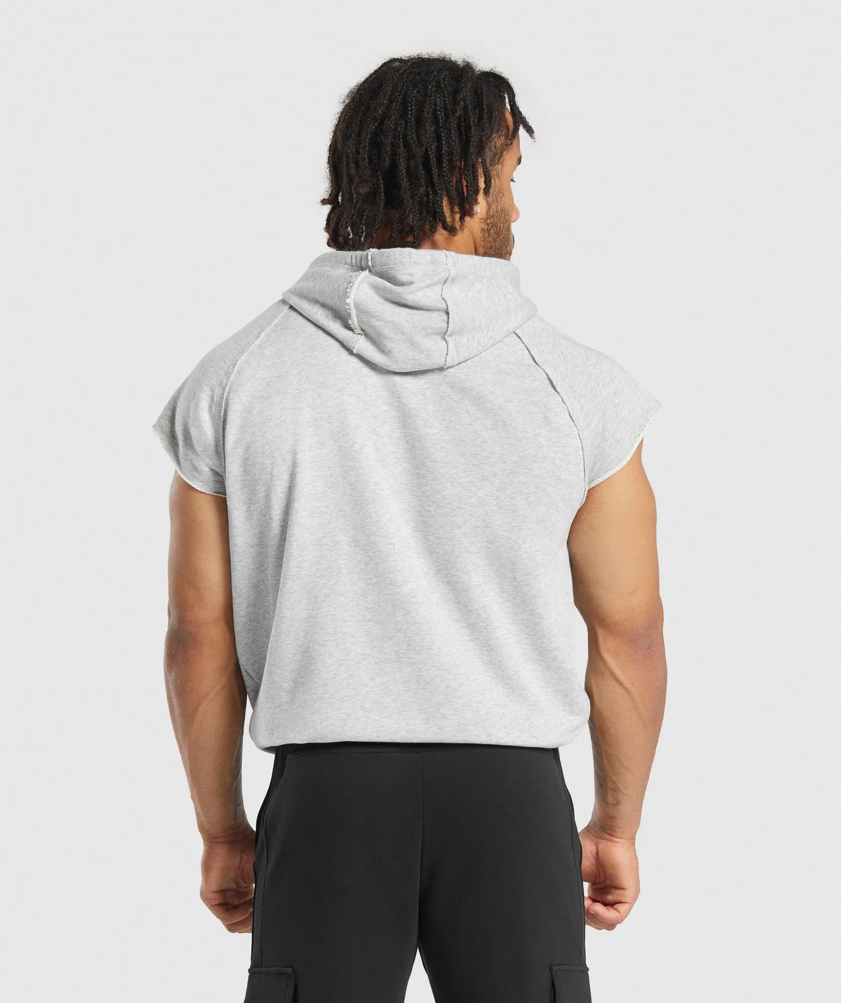 Gymshark Legacy 1/4 Zip Cap Sleeve Hoodie - Light Grey Core Marl sold by Gymshark product image thumbnail 2