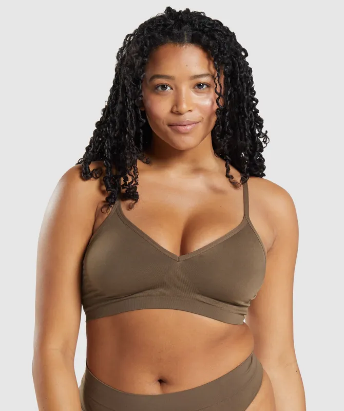 Gymshark Seamless Low Neck Bralette - Walnut Brown sold by Gymshark