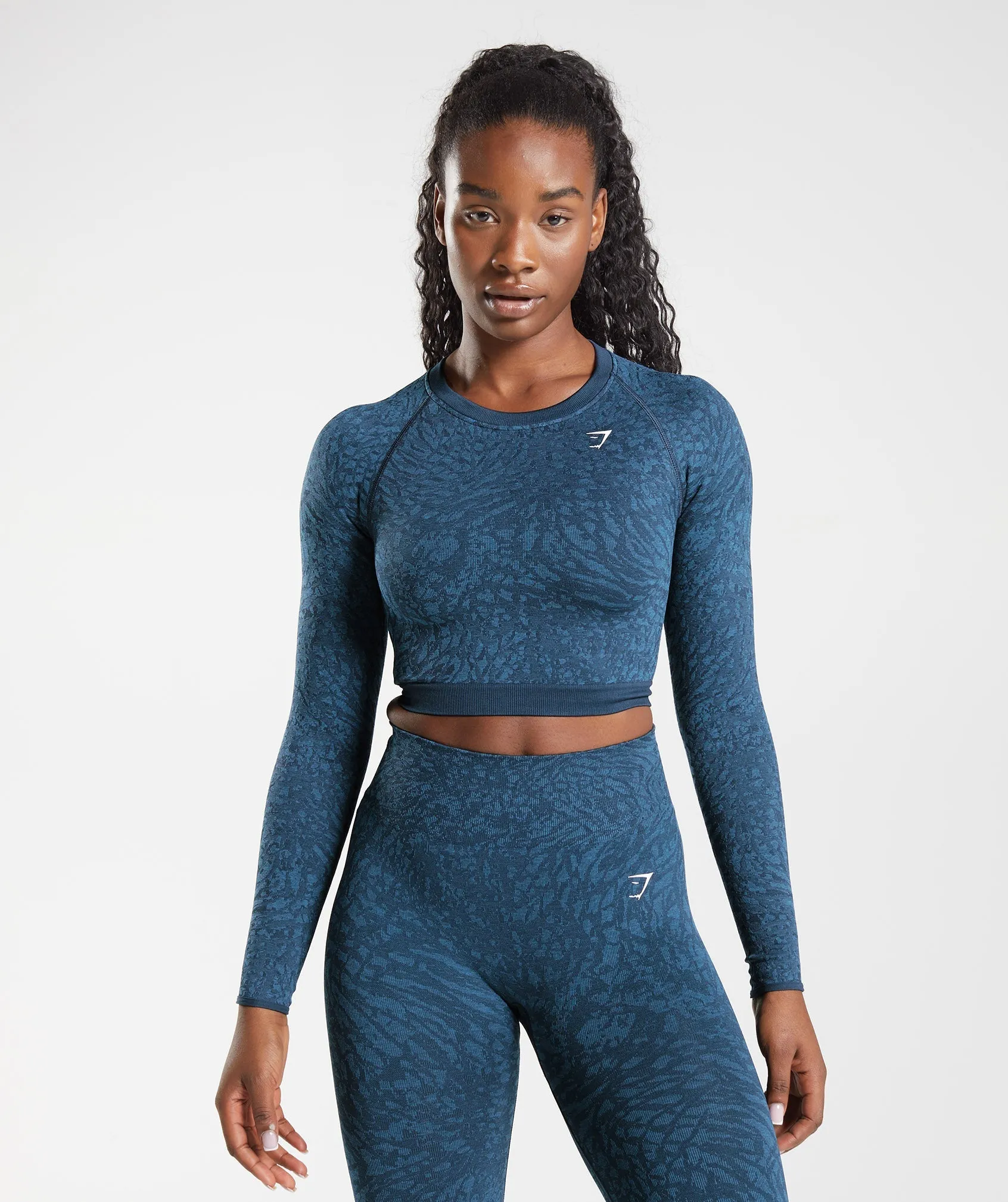 Gymshark Adapt Animal Seamless Lace Up Back Top - Wild | Navy sold by Gymshark product image thumbnail 2