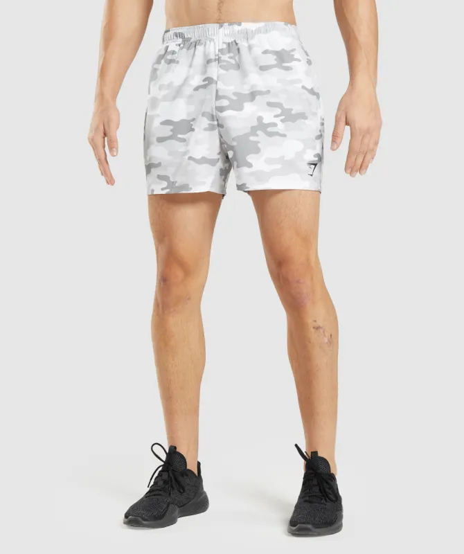 Gymshark Arrival 5" Shorts - Light Grey Print sold by Gymshark