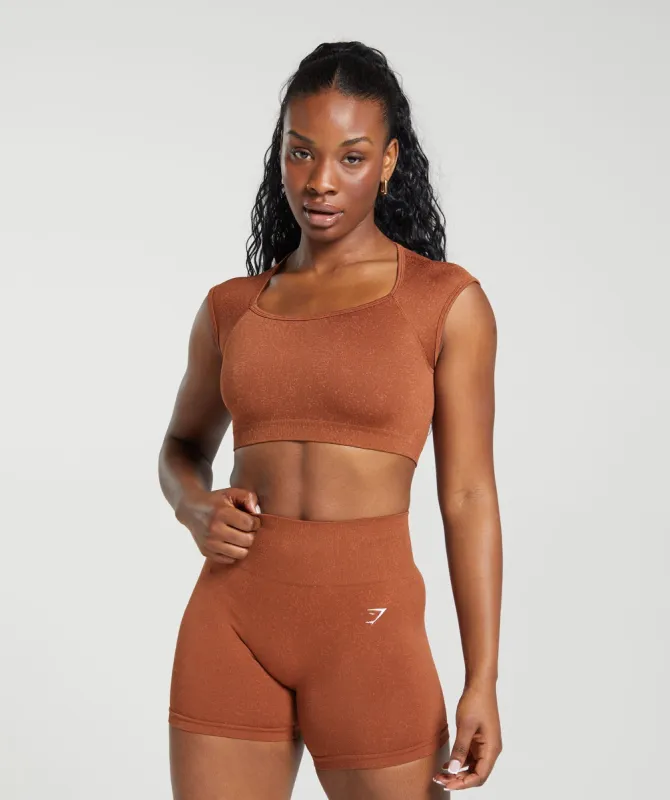Gymshark Adapt Fleck Seamless Crop Top - Copper Brown/Terracotta Orange sold by Gymshark