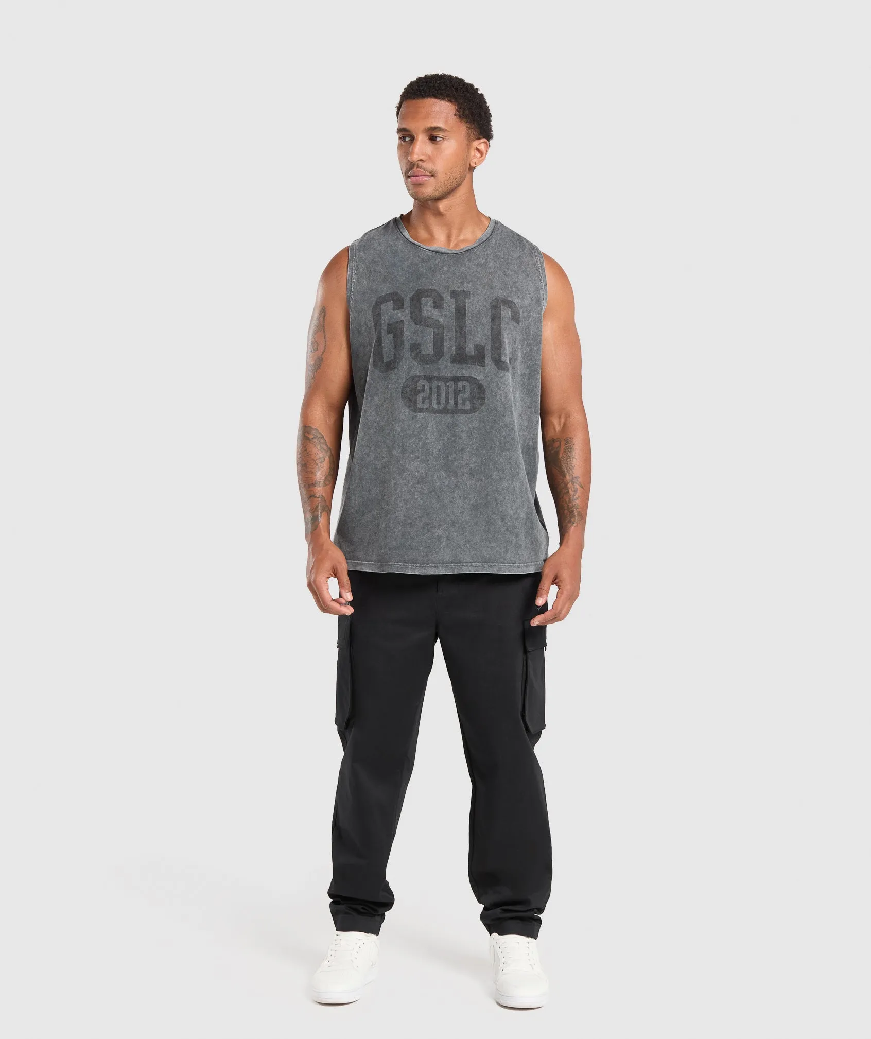 Gymshark Collegiate Shadow Washed Tank - Asphalt Grey sold by Gymshark product image thumbnail 4