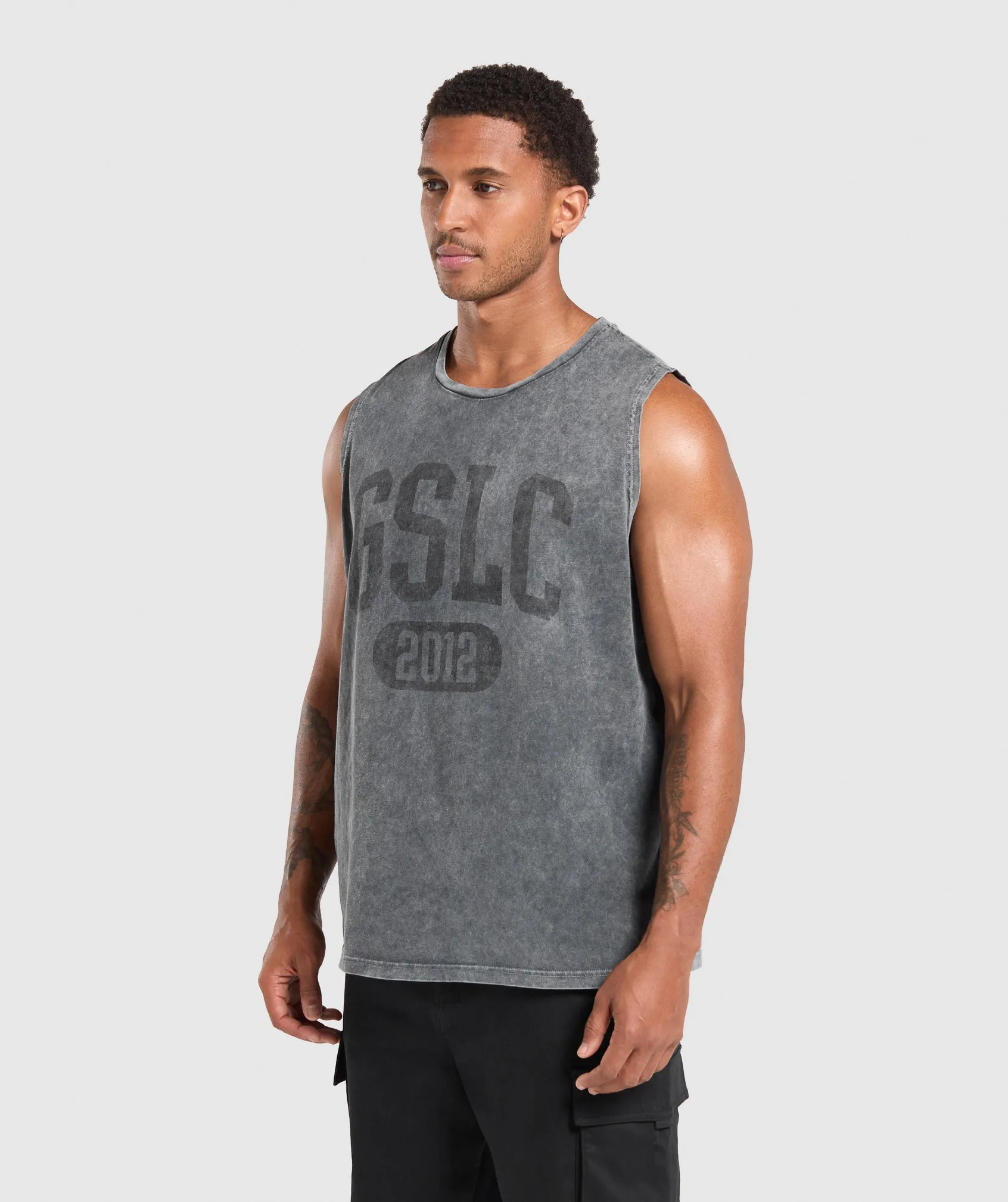 Gymshark Collegiate Shadow Washed Tank - Asphalt Grey sold by Gymshark product image thumbnail 3
