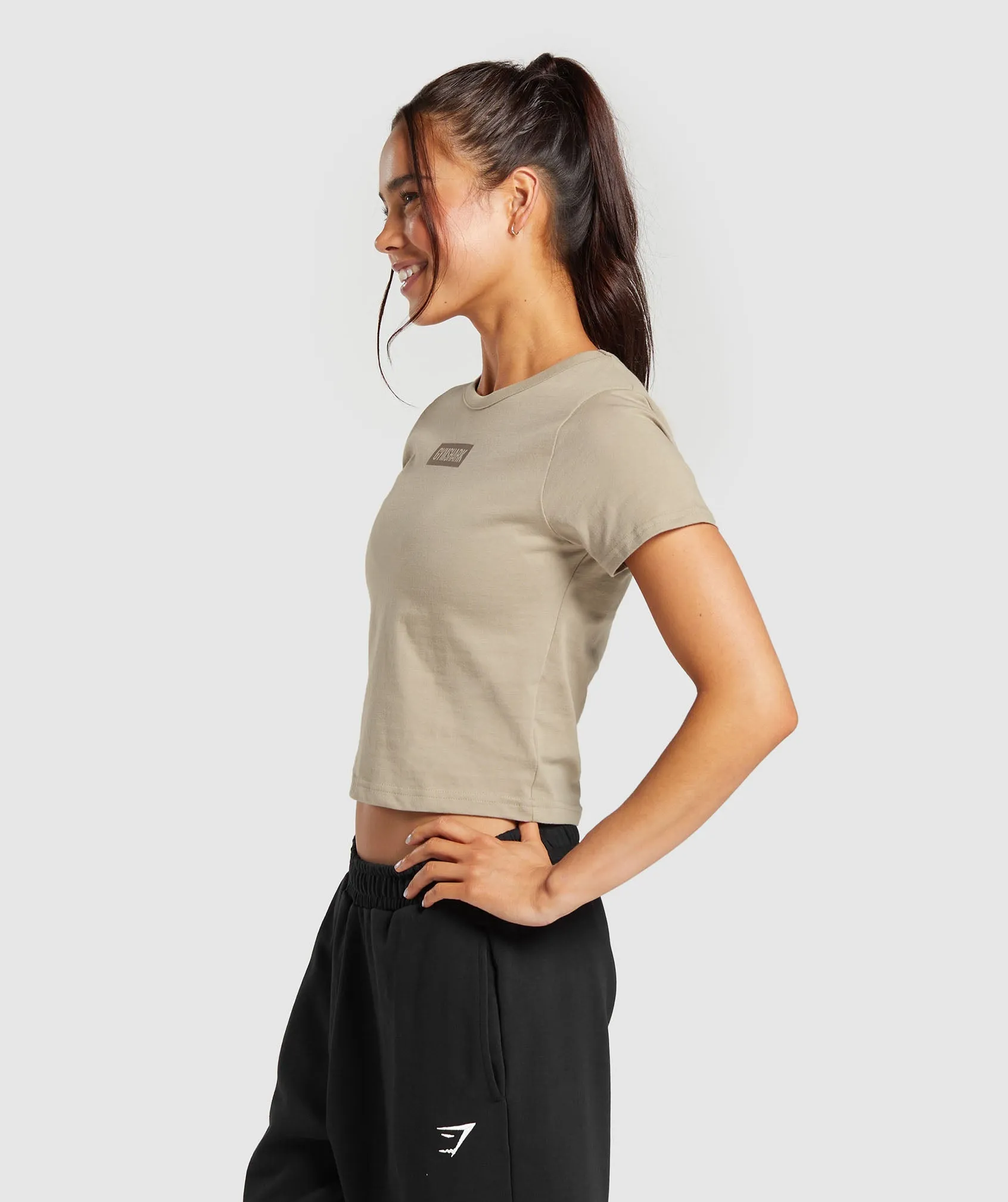 Gymshark Block Crop Top - Sand Brown sold by Gymshark product image thumbnail 3