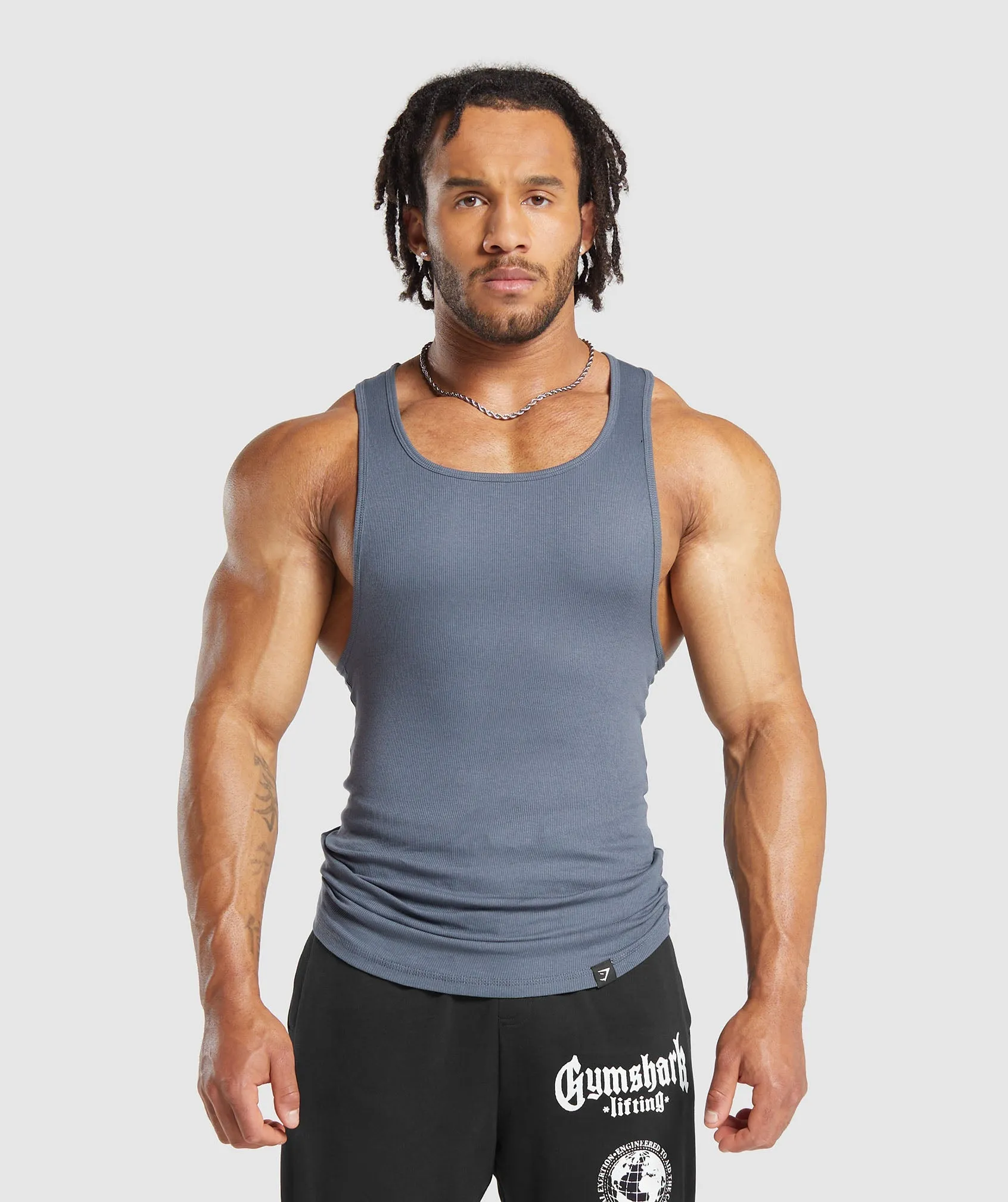 Gymshark Ribbed Tank 1PK - Iron Blue sold by Gymshark