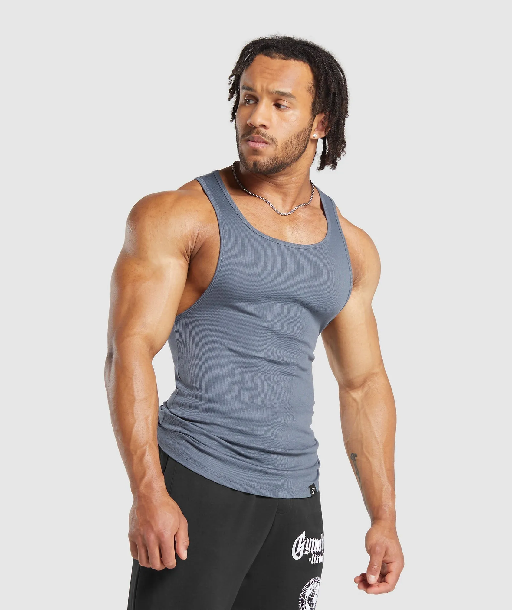 Gymshark Ribbed Tank 1PK - Iron Blue sold by Gymshark product image thumbnail 3