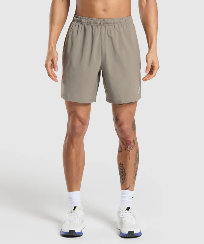 Gymshark Arrival 7" Shorts - Linen Brown sold by Gymshark