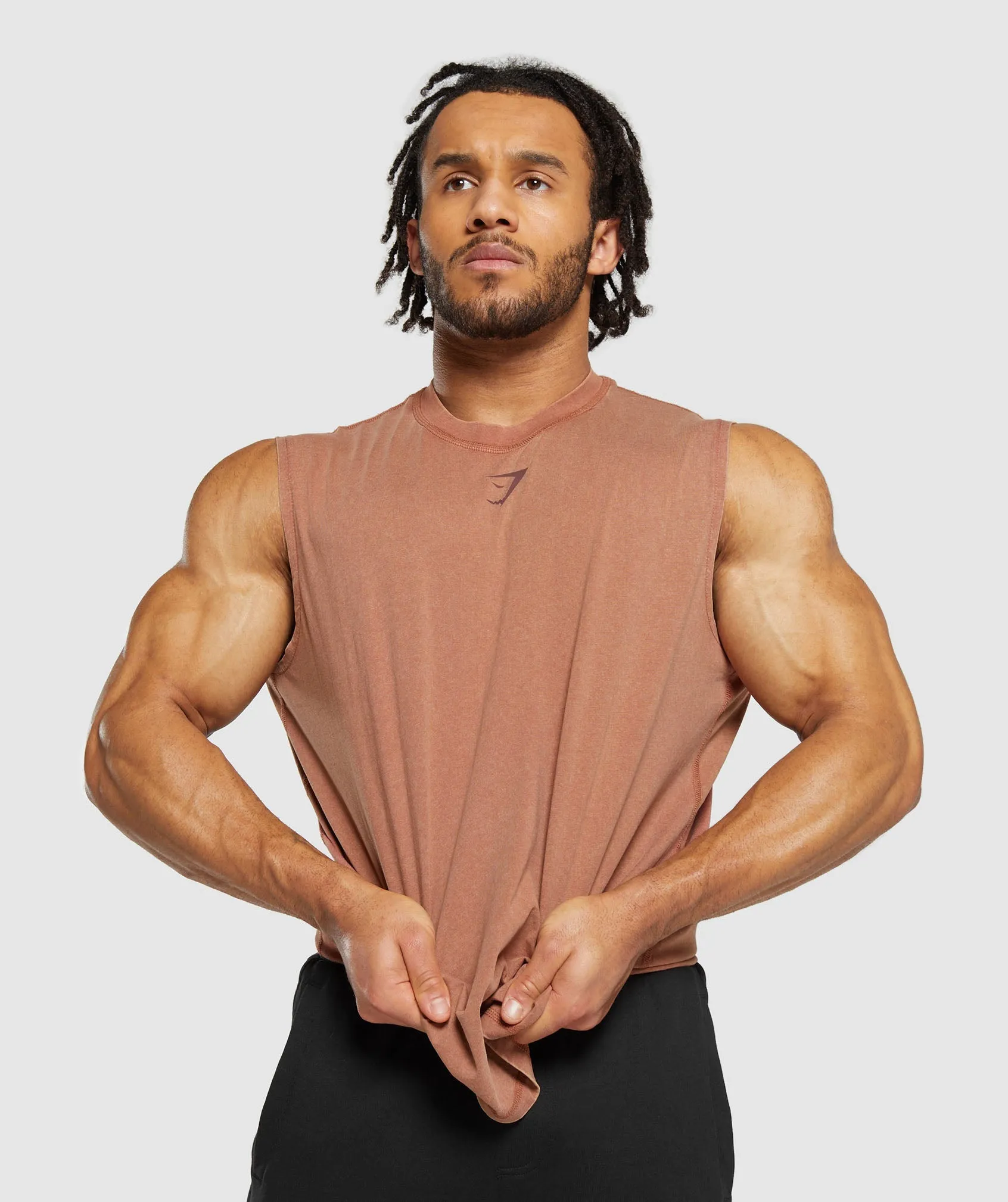 Gymshark Heritage Washed Cut Off T-Shirt - Canyon Brown sold by Gymshark product image thumbnail 4