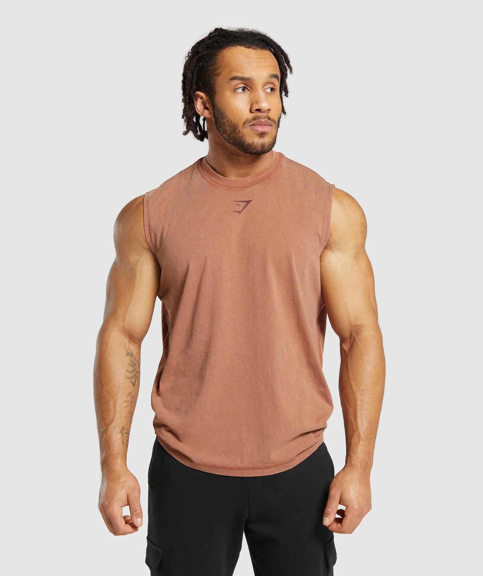 Gymshark Heritage Washed Cut Off T-Shirt - Canyon Brown sold by Gymshark product image thumbnail 2